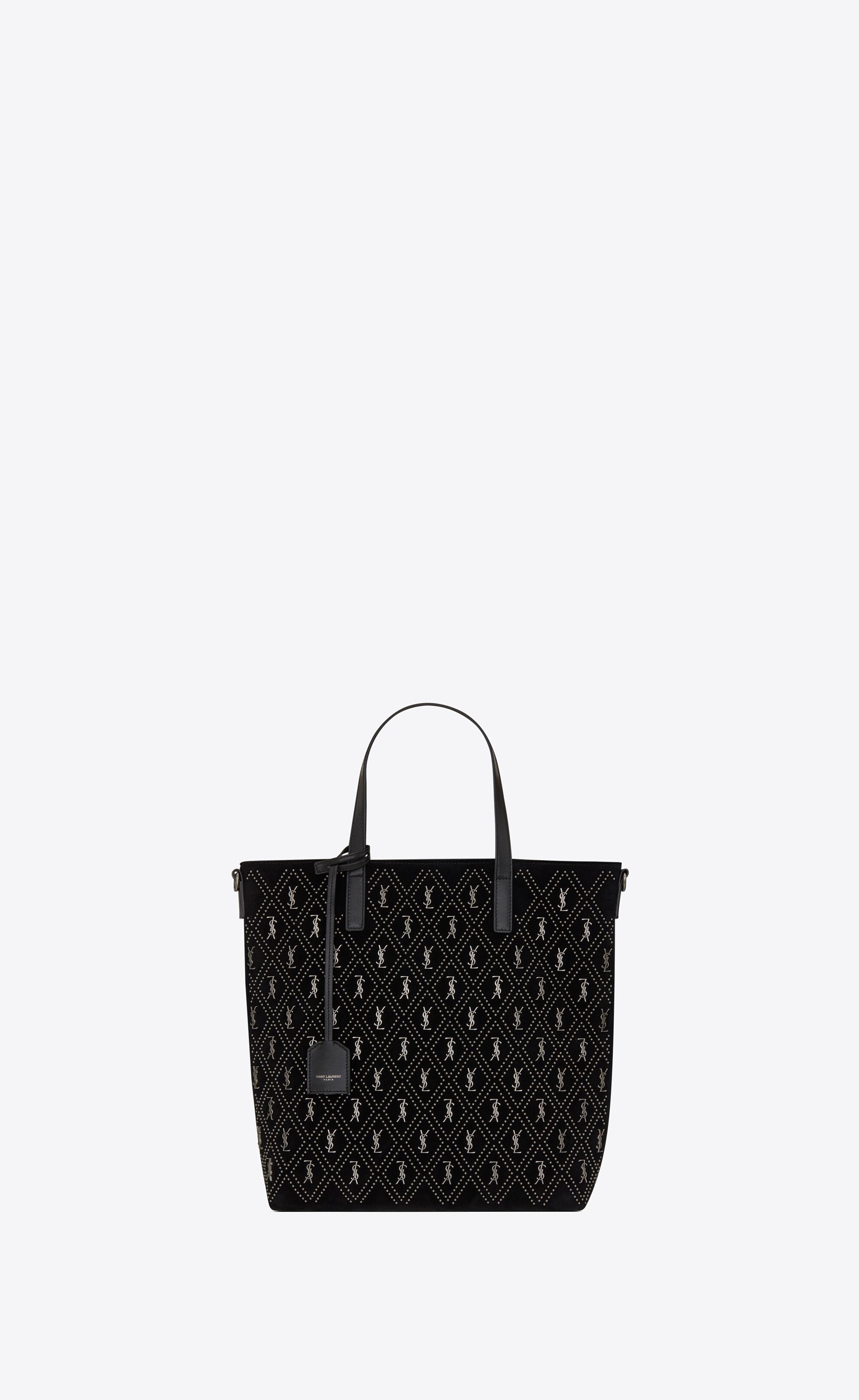 Saint Laurent Le Monogramme N/s Toy Shopping Bag In Studded Suede in Black  | Lyst