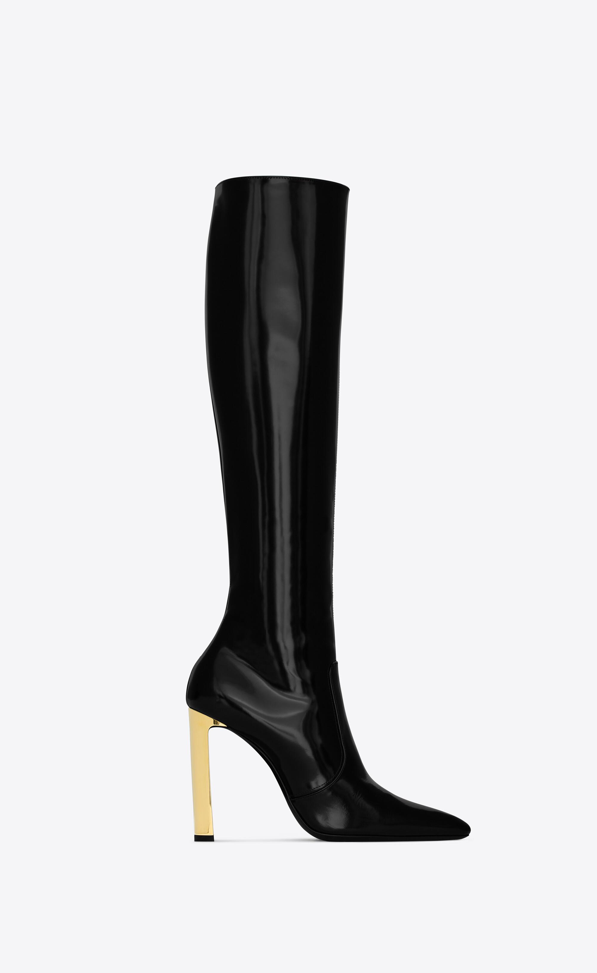 Saint Laurent Auteuil Boots In Glazed Leather in Black | Lyst