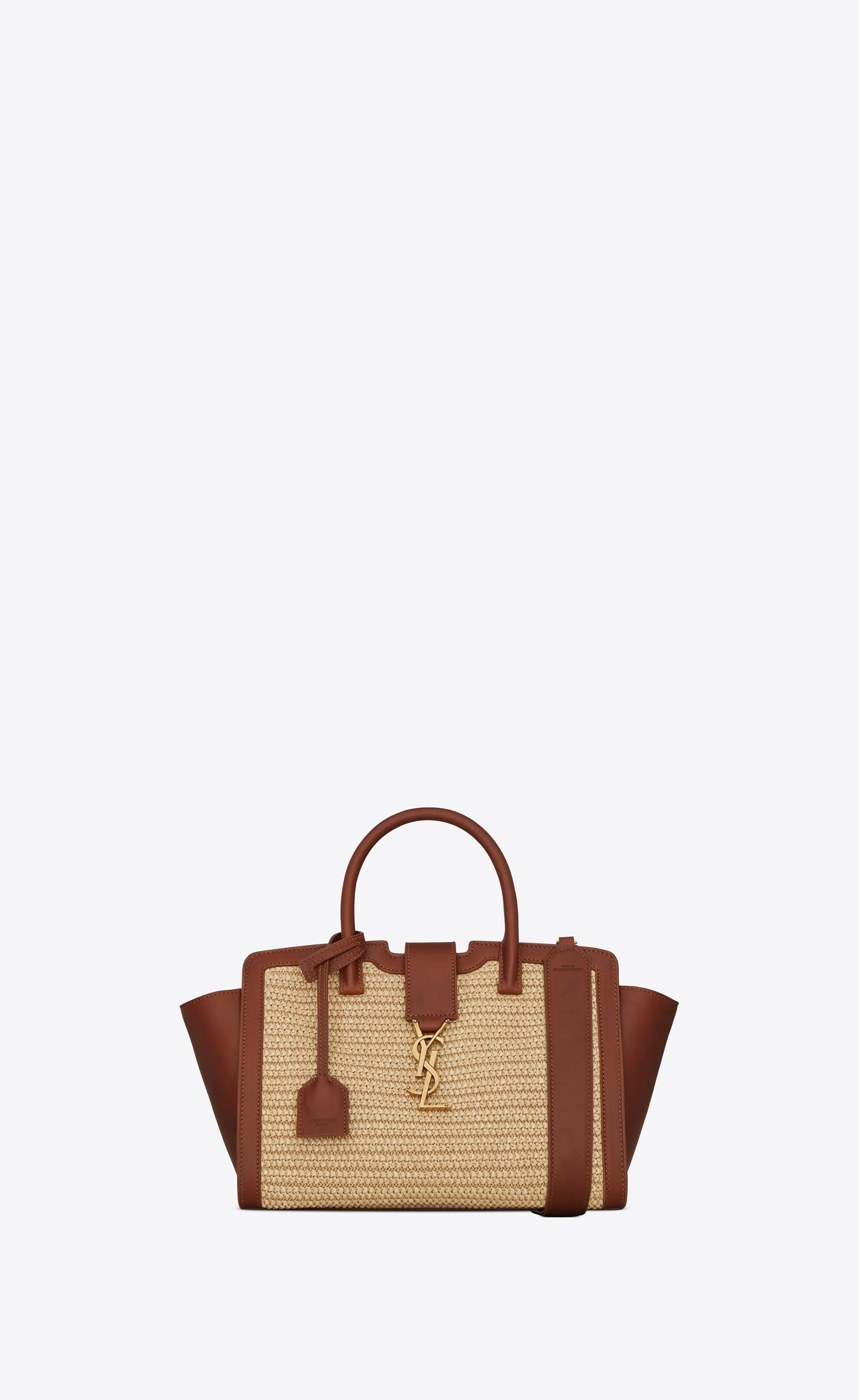 Saint Laurent Downtown Baby Cabas In Raffia And Leather in Natural | Lyst