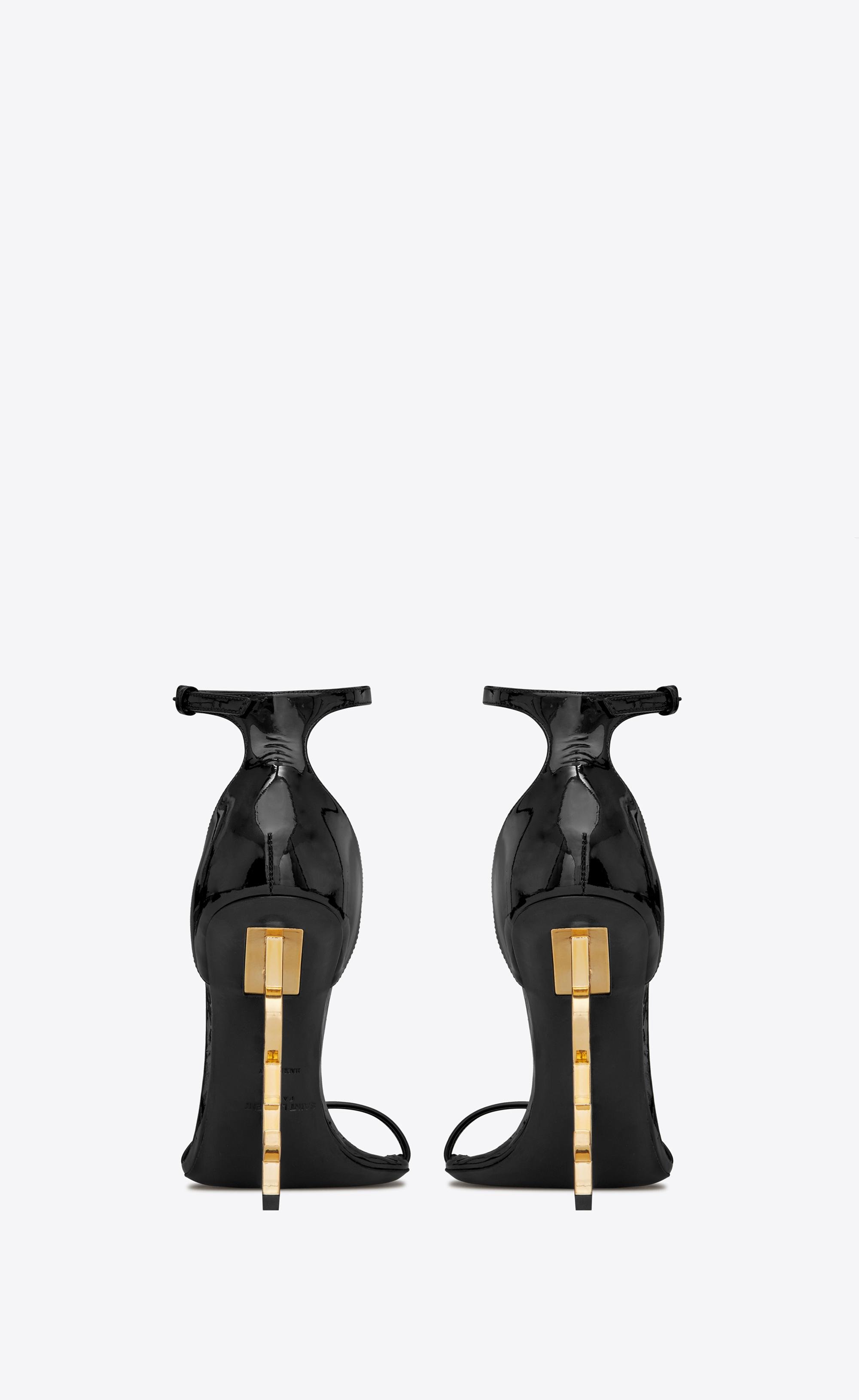 opyum sandals in patent leather with a black heel