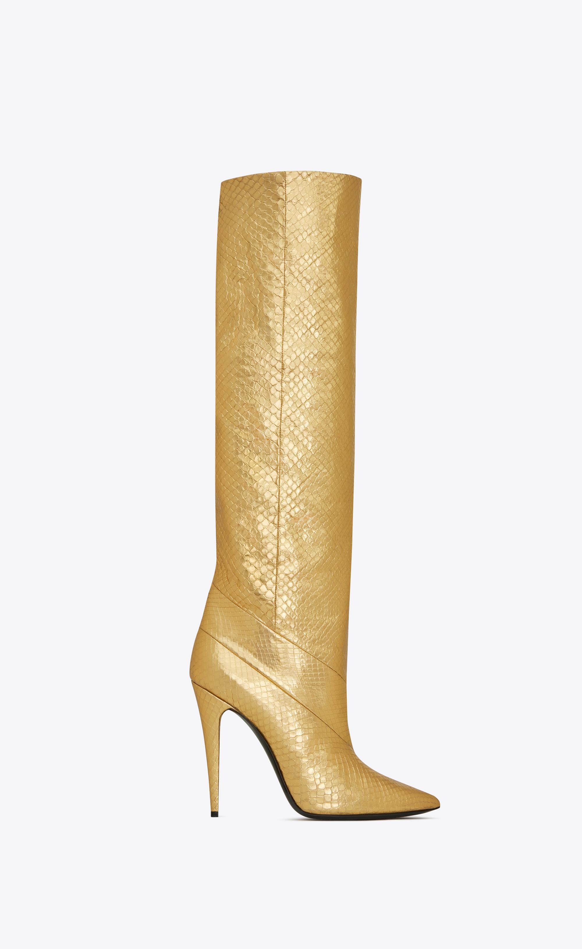 gold lame boots