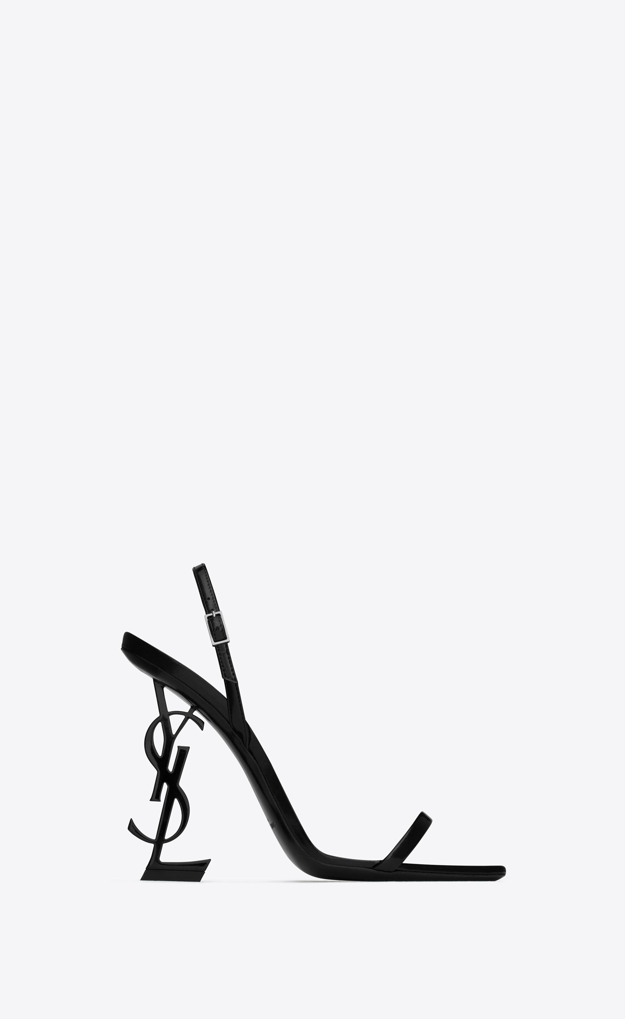 Saint Laurent Opyum Slingback Sandals In Glazed Leather in White | Lyst