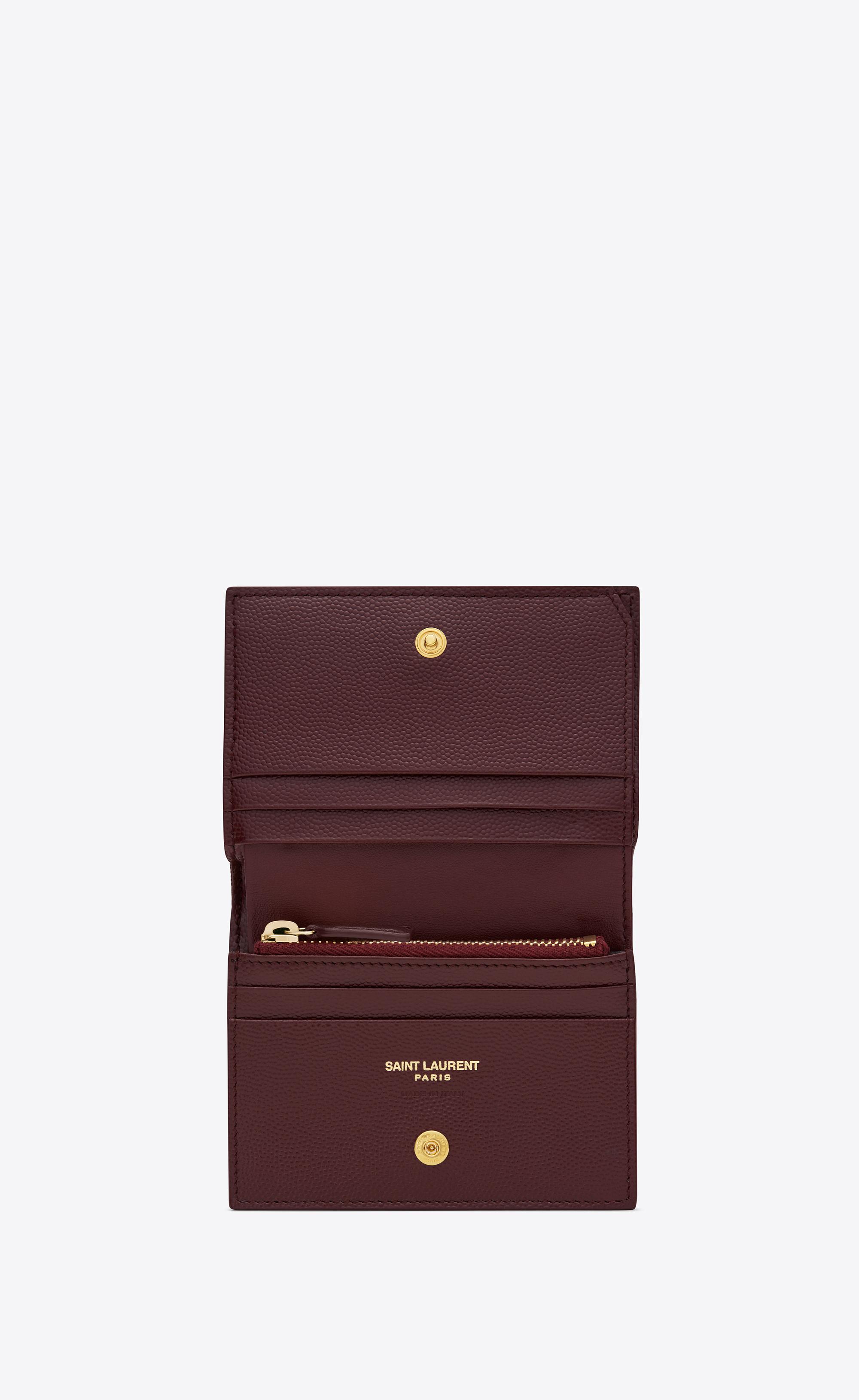 saint laurent monogram card case in grain de poudre embossed leather