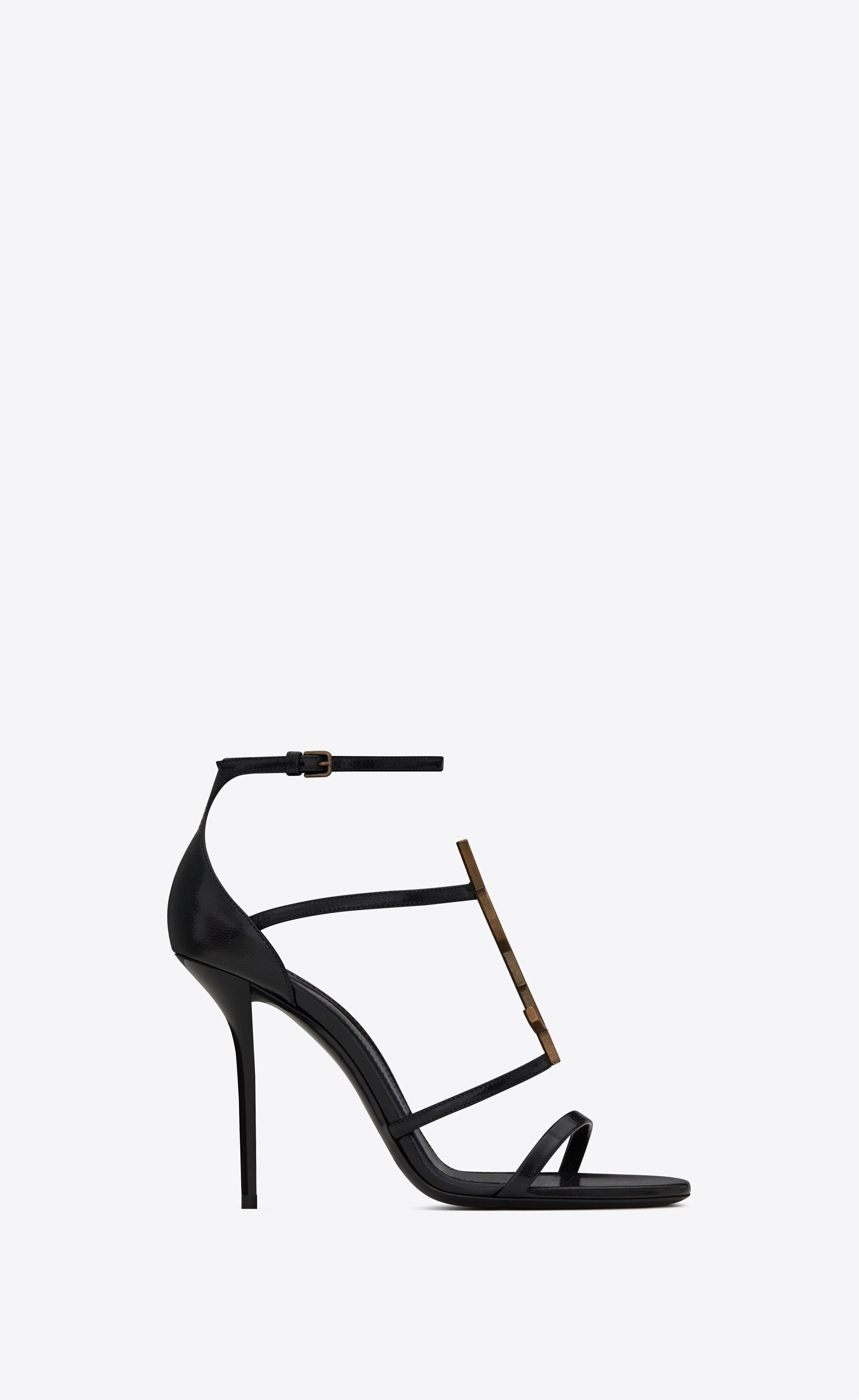Saint Laurent Cassandra Sandales En Cuir Lisse in Black | Lyst