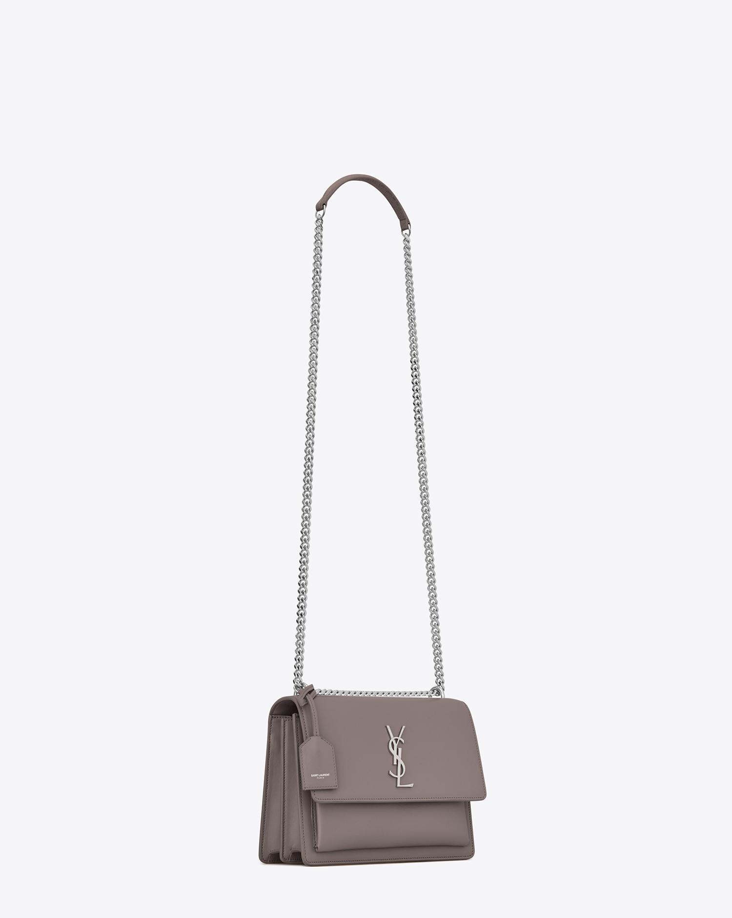 Saint Laurent Medium Sunset Bag In Fog Leather | Lyst
