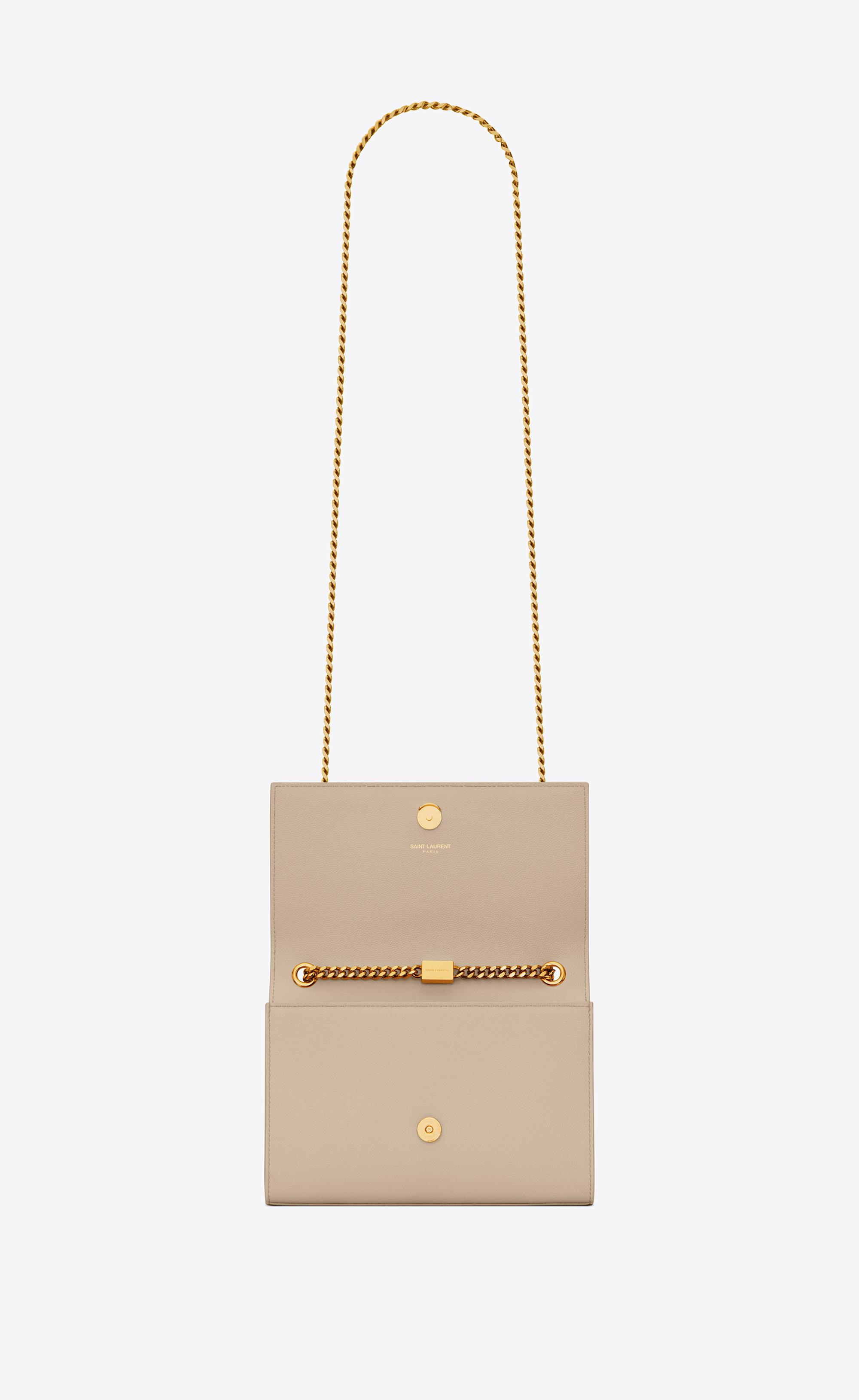 saint laurent classic small kate chain bolsa in black grain de poudre textured leather
