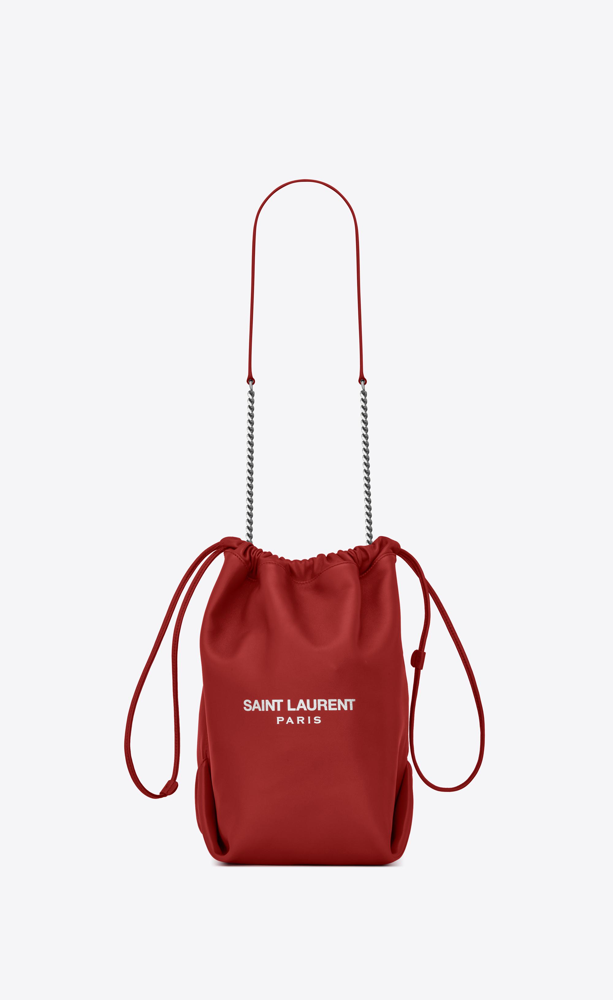 Saint Laurent Teddy Bucket Bag In Lambskin in Red | Lyst