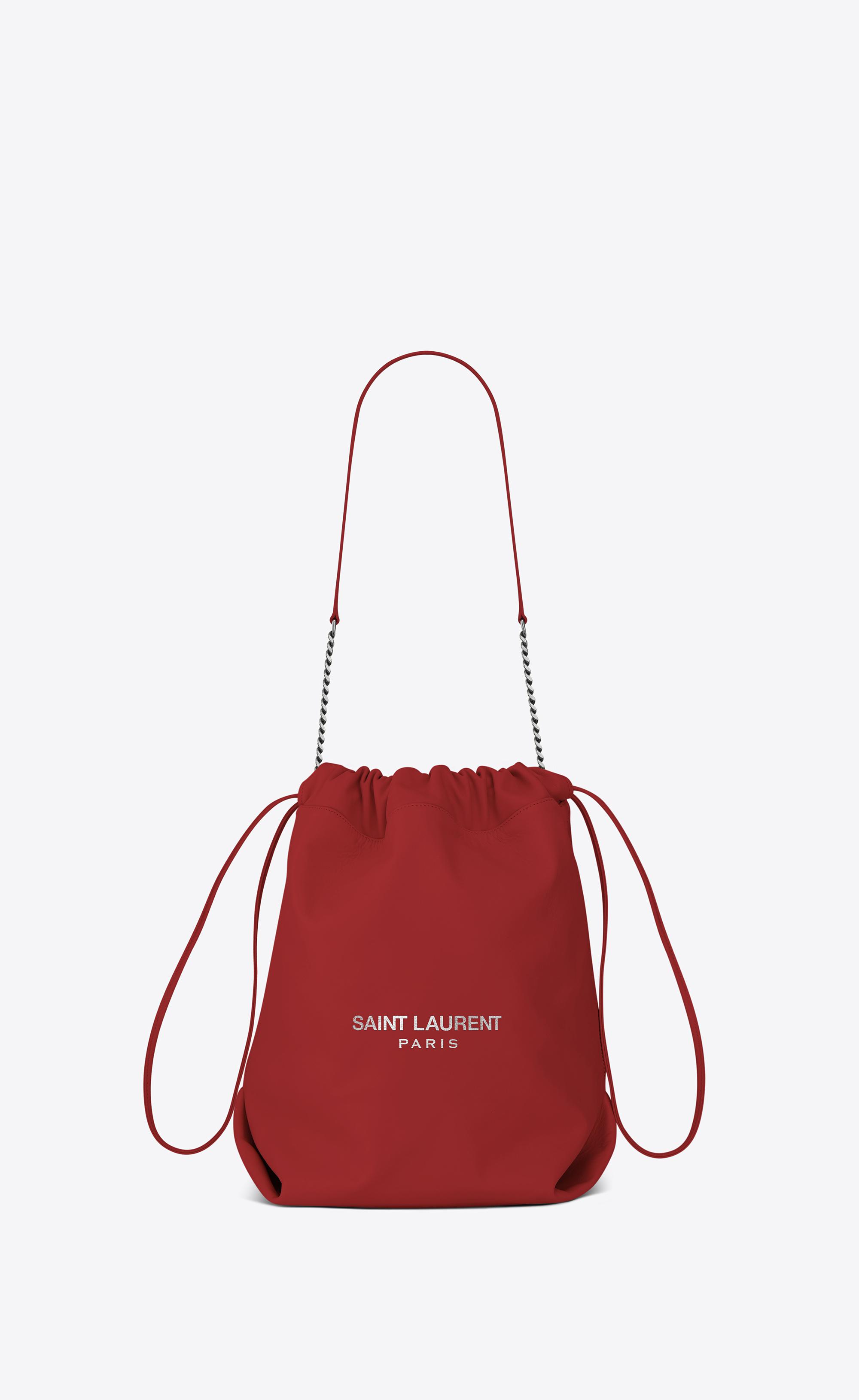 Saint Laurent Teddy Drawstring Bag In Smooth Leather In Red Lyst