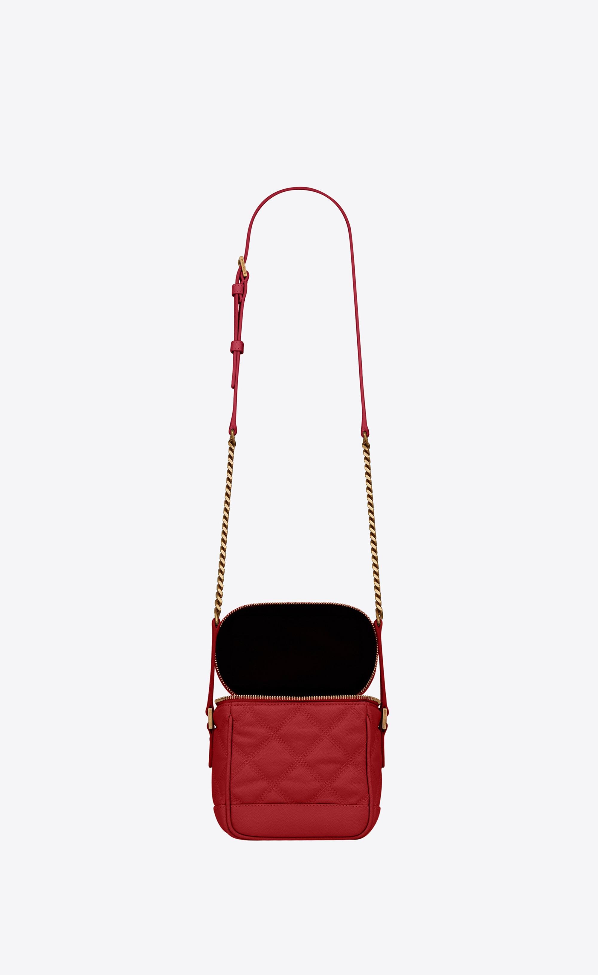 Saint Laurent - Grain de Poudre Classic Monogram Small Red Camera Bag  Crossbody