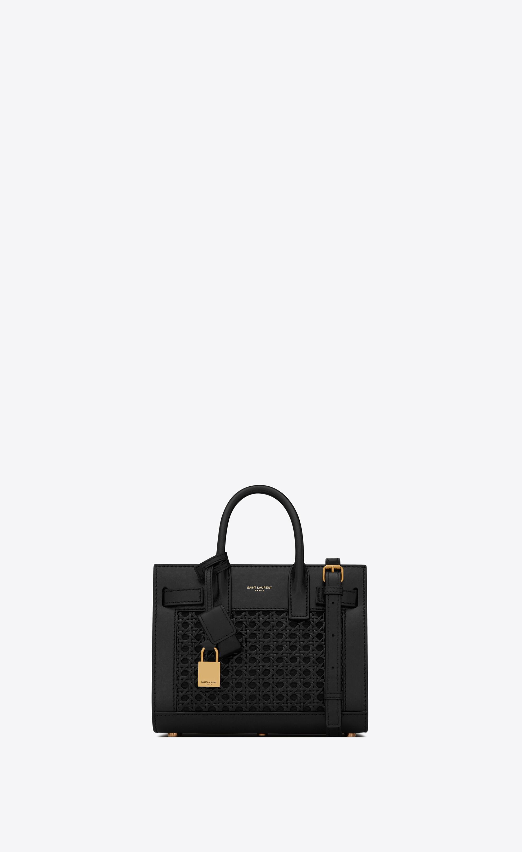Saint Laurent Classic Sac De Jour Nano In Smooth Leather And Woven Cane In Black Lyst