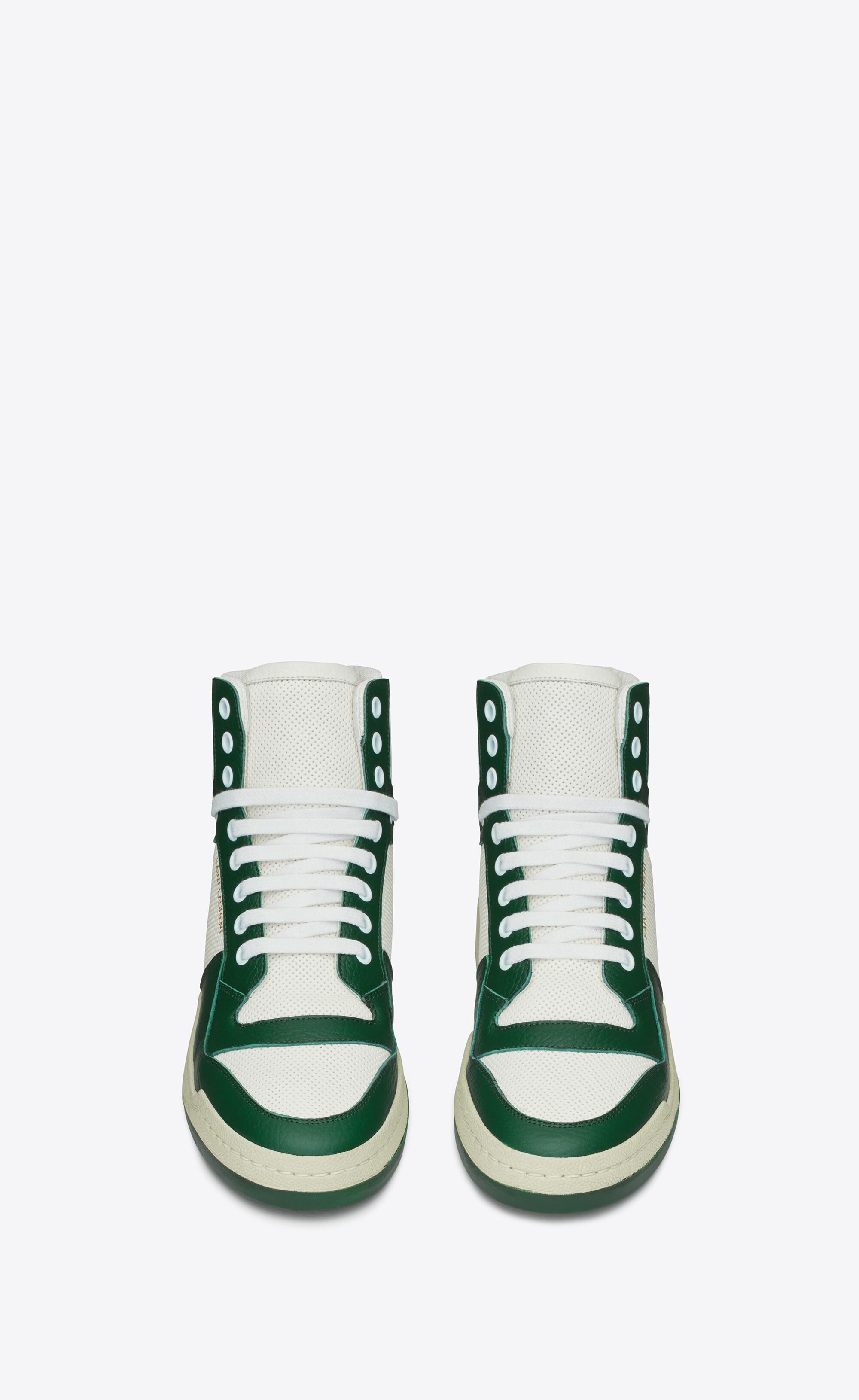 Saint Laurent Sl/24 Mid-top Sneakers In Smooth And Perforated 