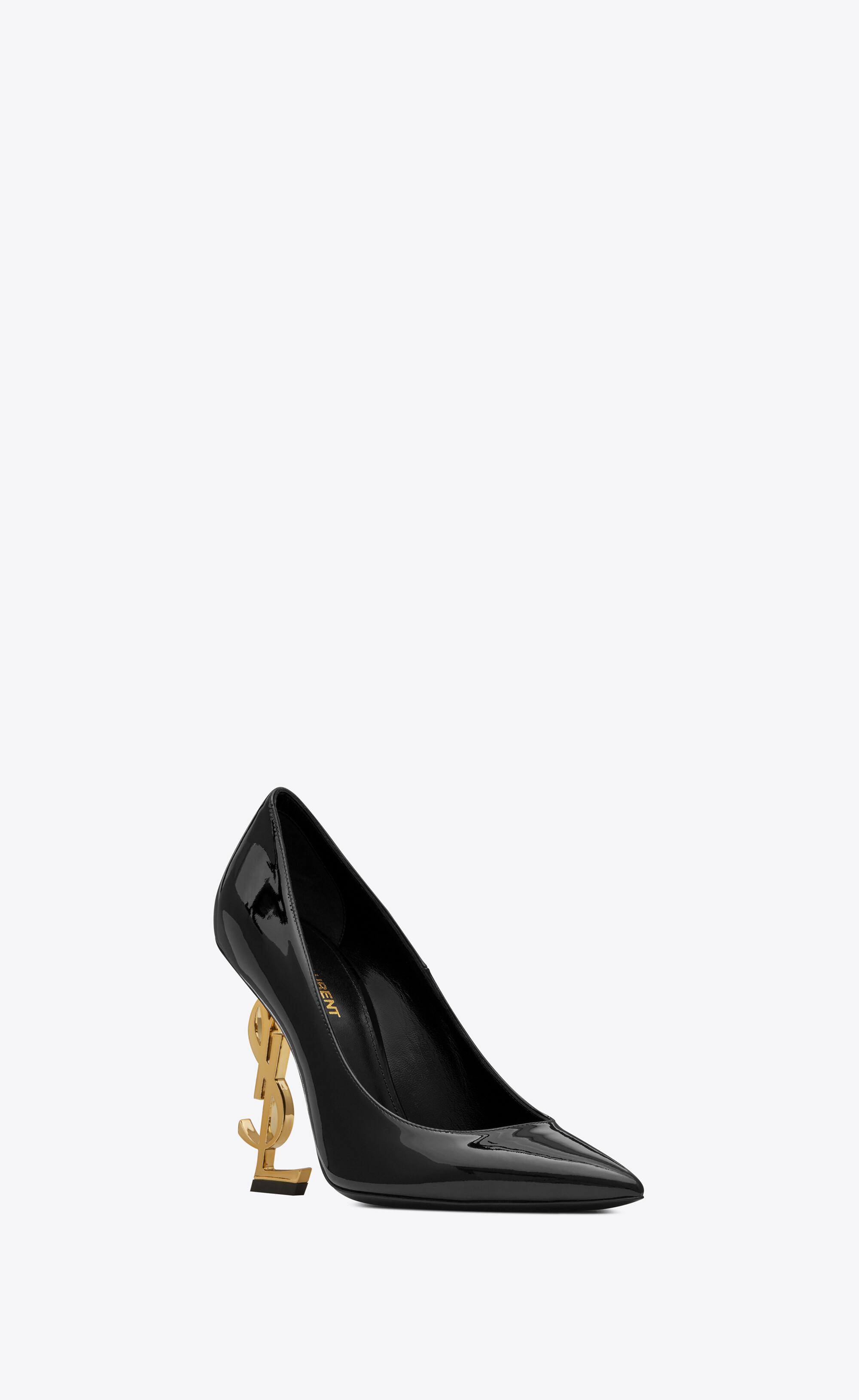 opyum pumps in patent leather with silver tone heel