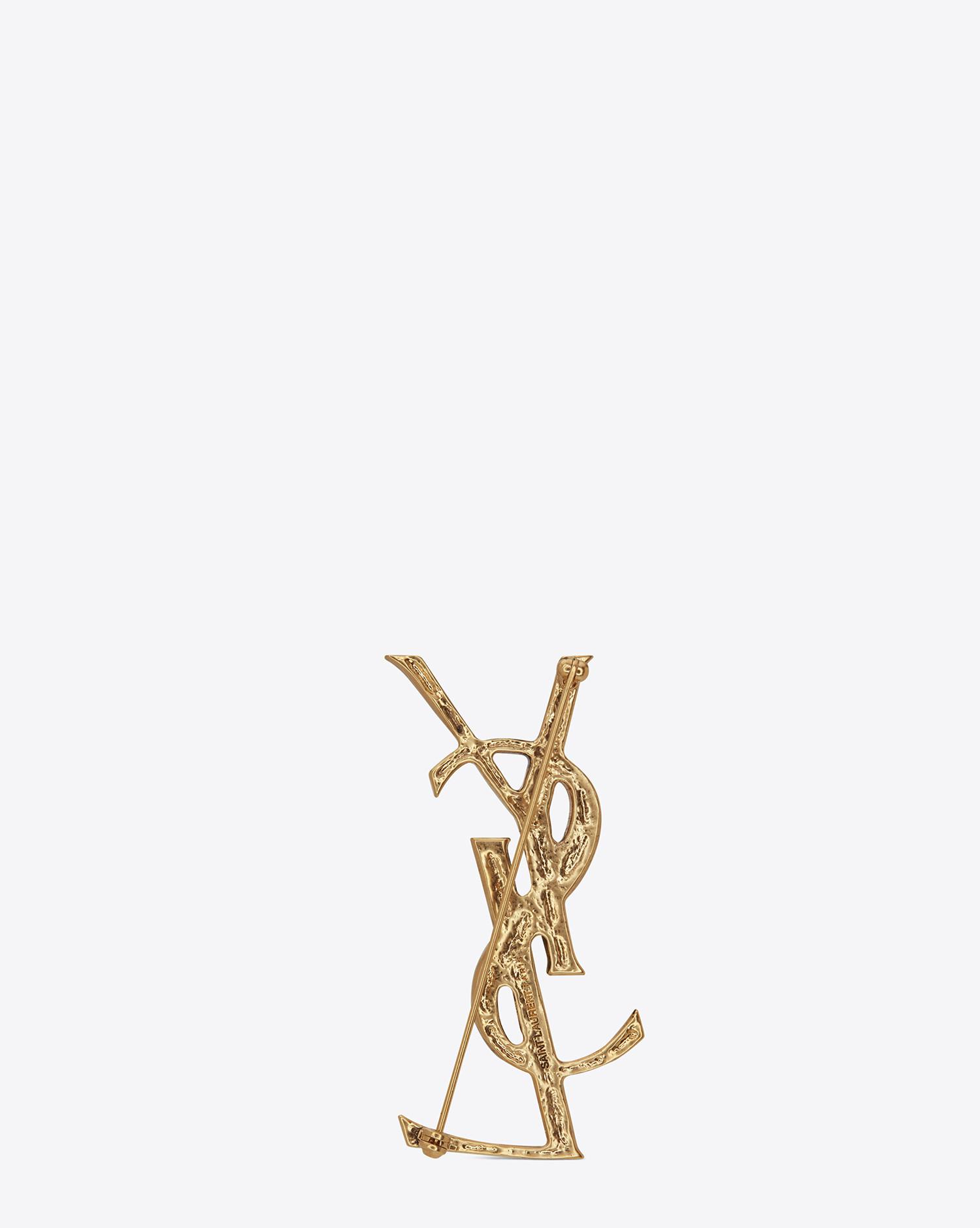 Saint Laurent Opyum Brooch Crocodile In Gold Brass in Metallic | Lyst