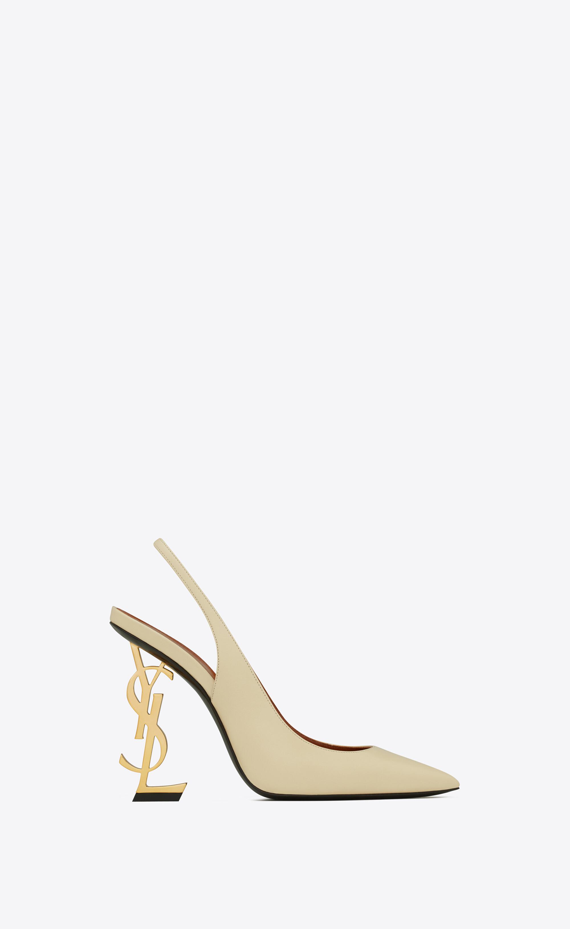 Saint Laurent Opyum Slingback Pumps In Smooth Leather With A Gold-tone ...