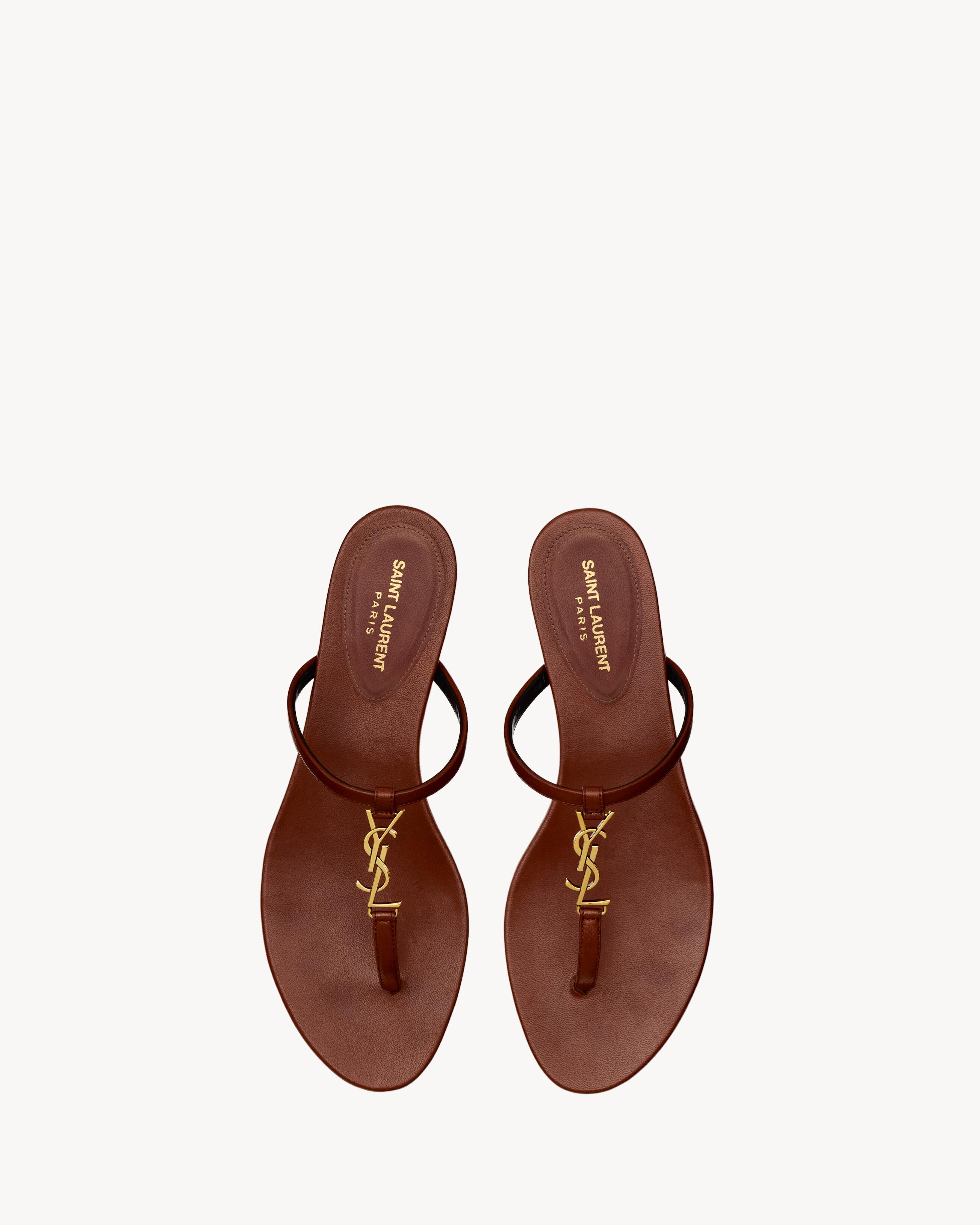 Saint Laurent Cassandra Slides in Brown Lyst
