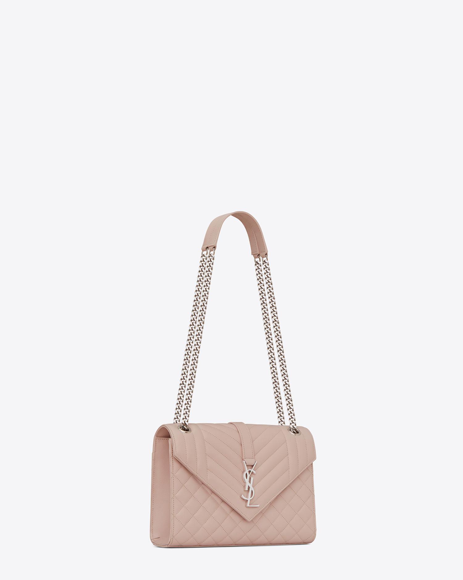Pink Envelope medium suede shoulder bag, Saint Laurent