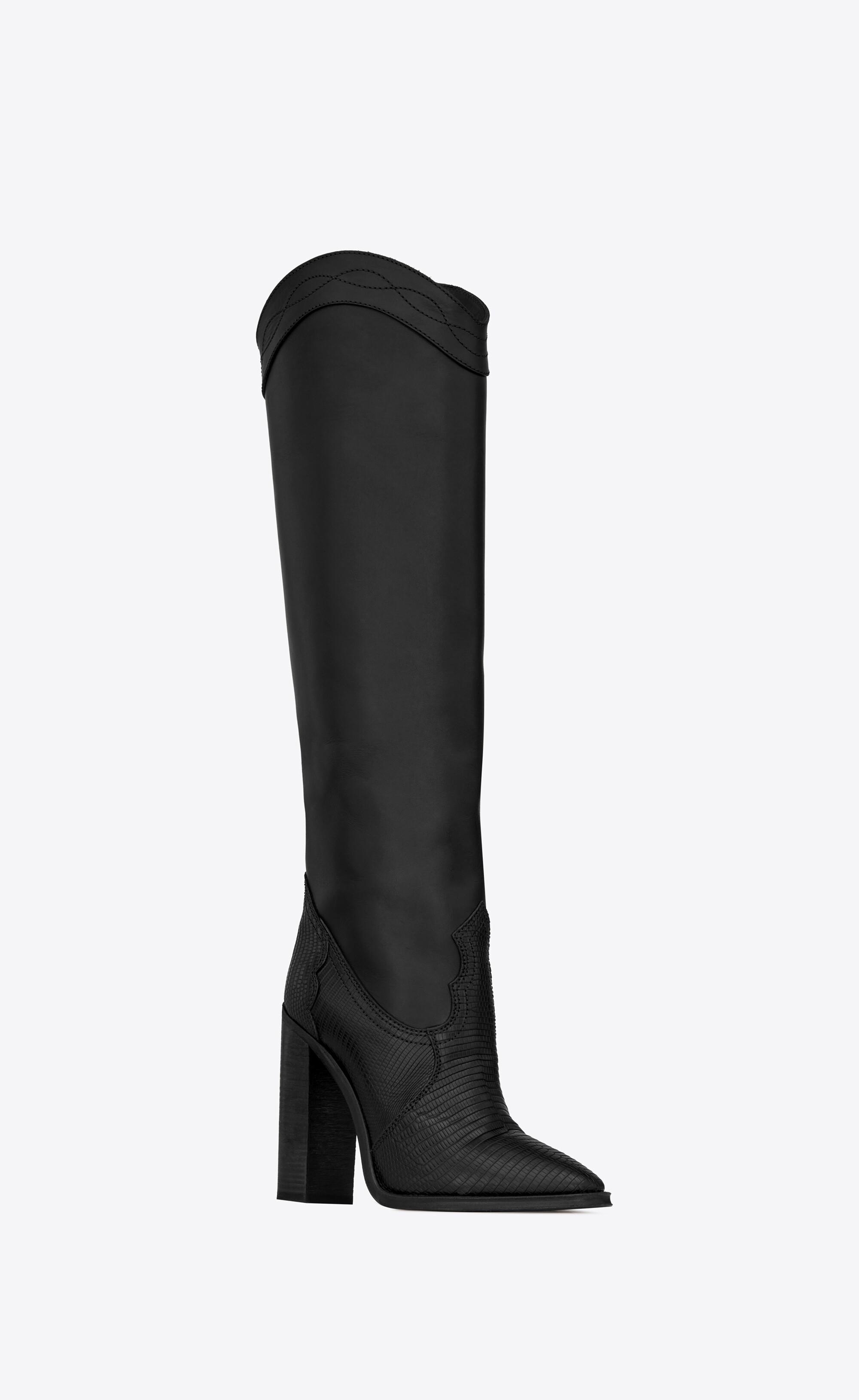 Saint Laurent Kate High Boots In Tejus-embossed Leather in Black - Lyst