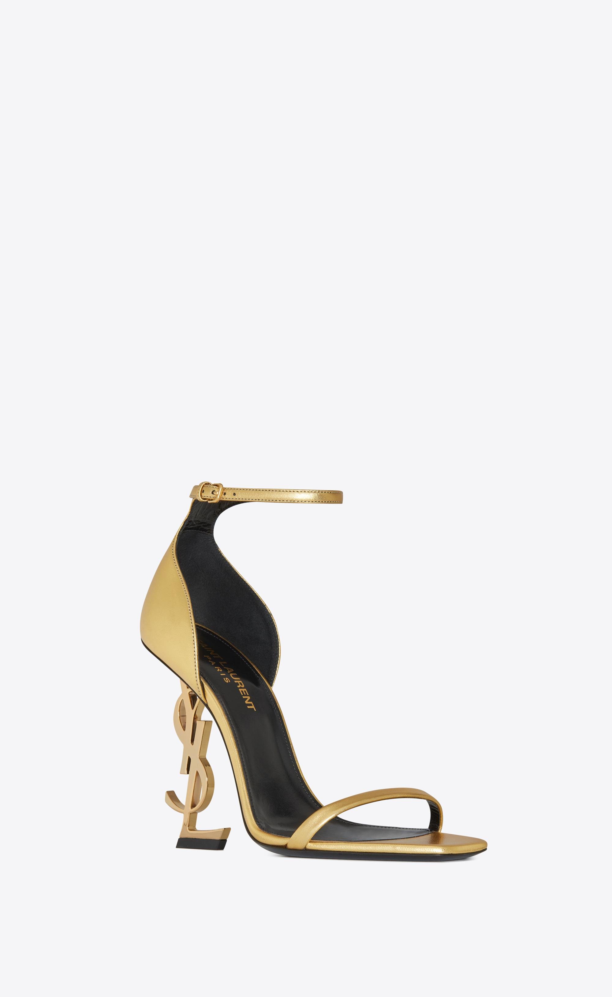 Saint Laurent Opyum Sandals With Gold-toned Heel In Smooth Leather