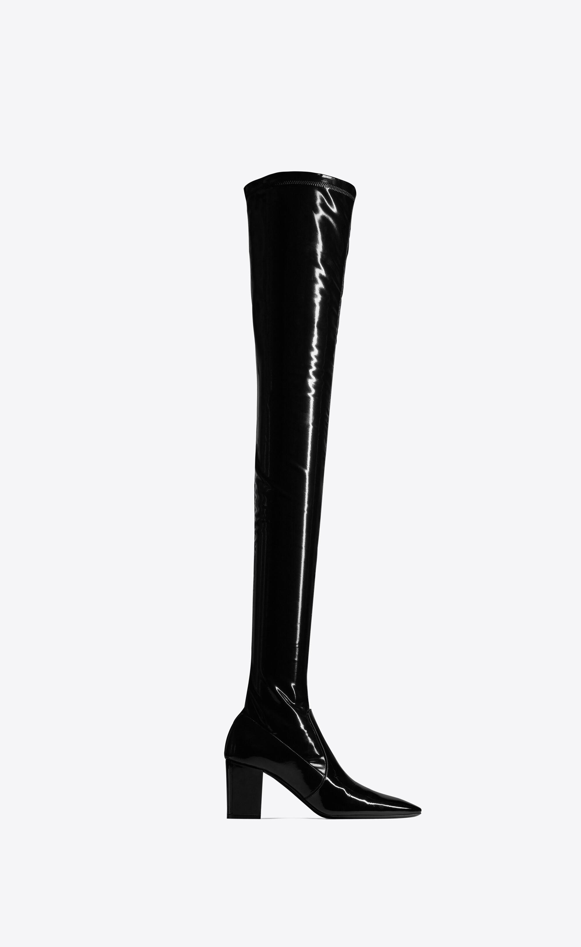 Saint Laurent Betty Overtheknee Boots In Stretch Vinyl in Black Lyst