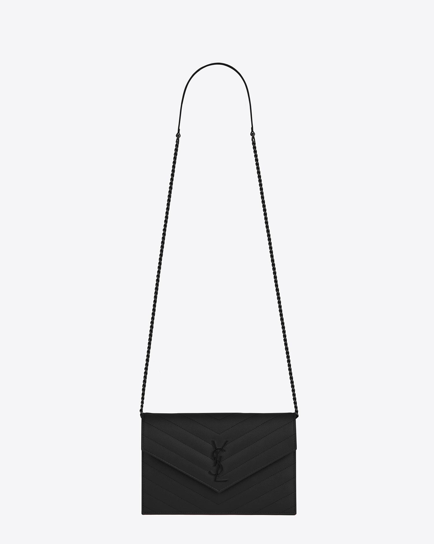 Portefeuille enveloppe leather crossbody bag Saint Laurent Black