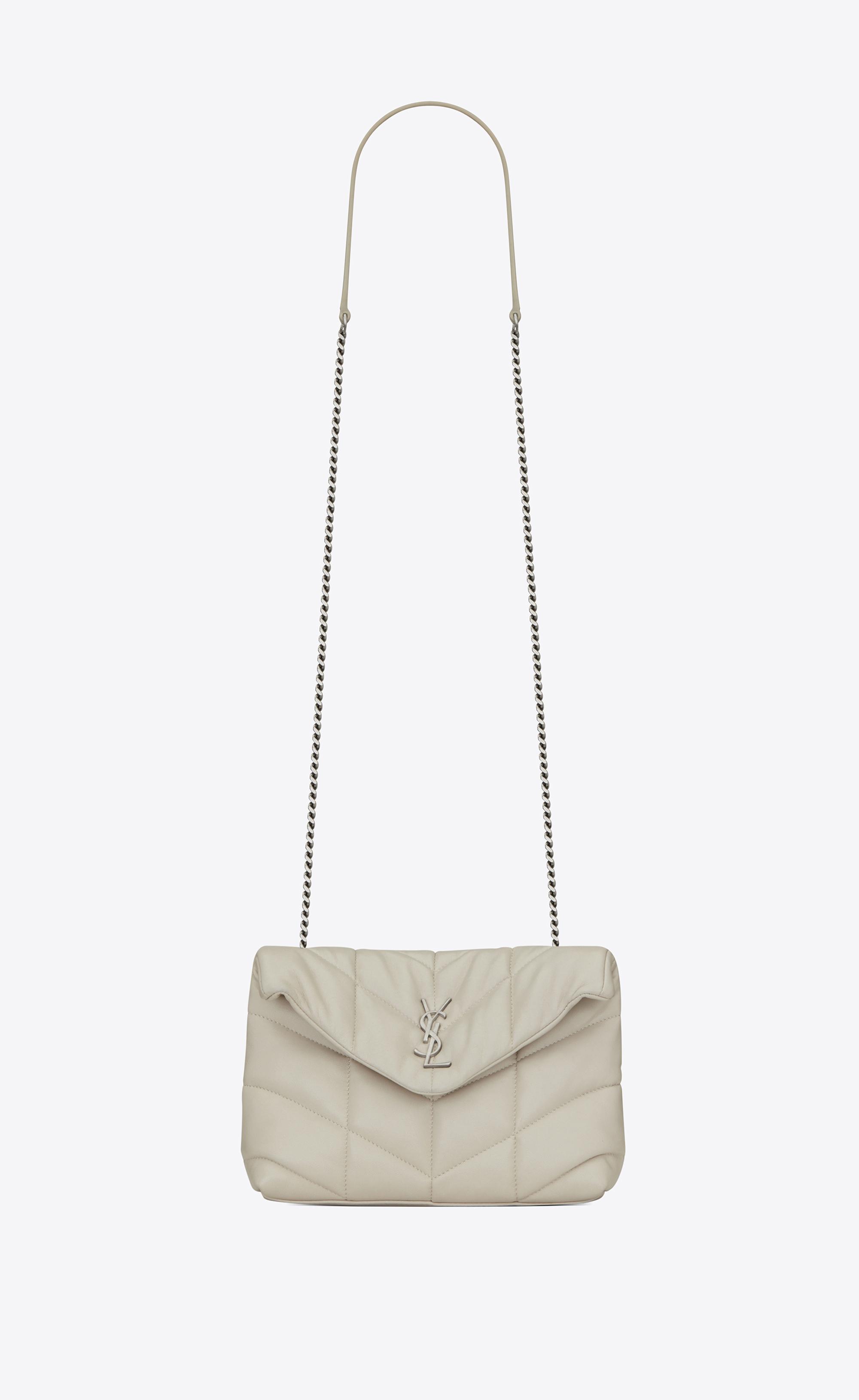 Saint Laurent Loulou Puffer Mini Bag In Quilted Lambskin in White 