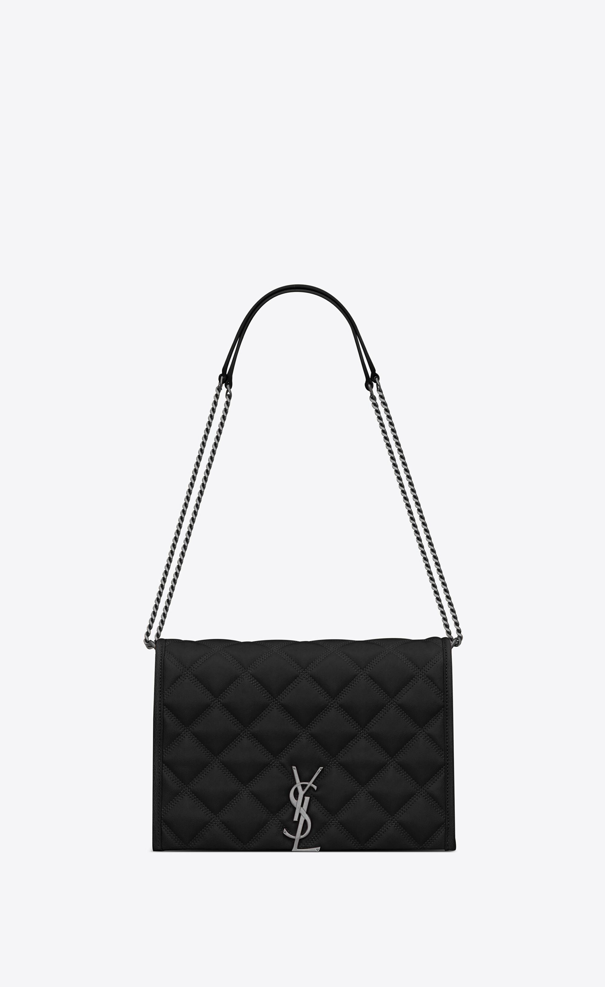 Saint Laurent Becky Mini Chain Bag In Carré-quilted Lambskin in Black