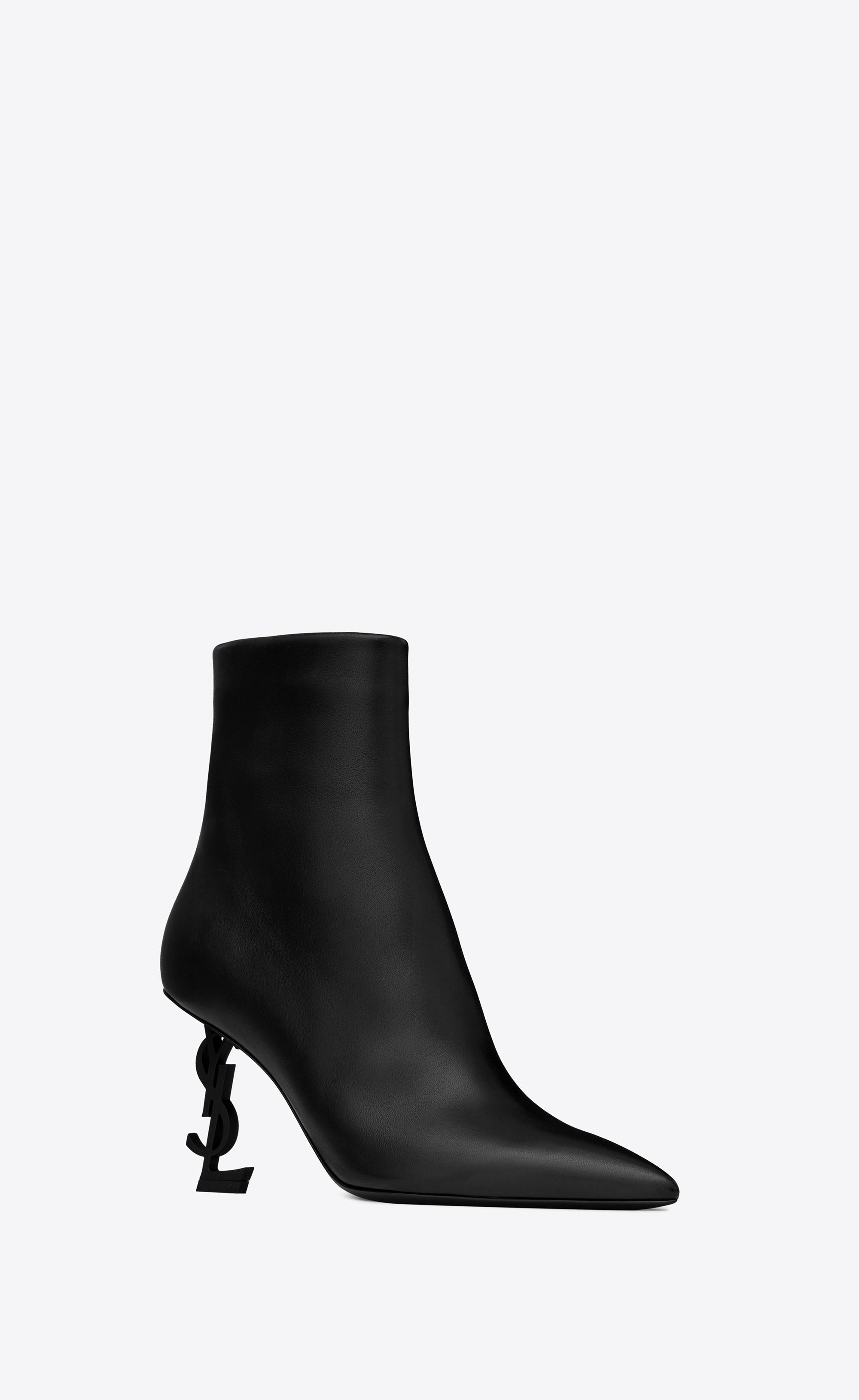 Saint Laurent Leather Opyum Ankle Boots in Black - Lyst