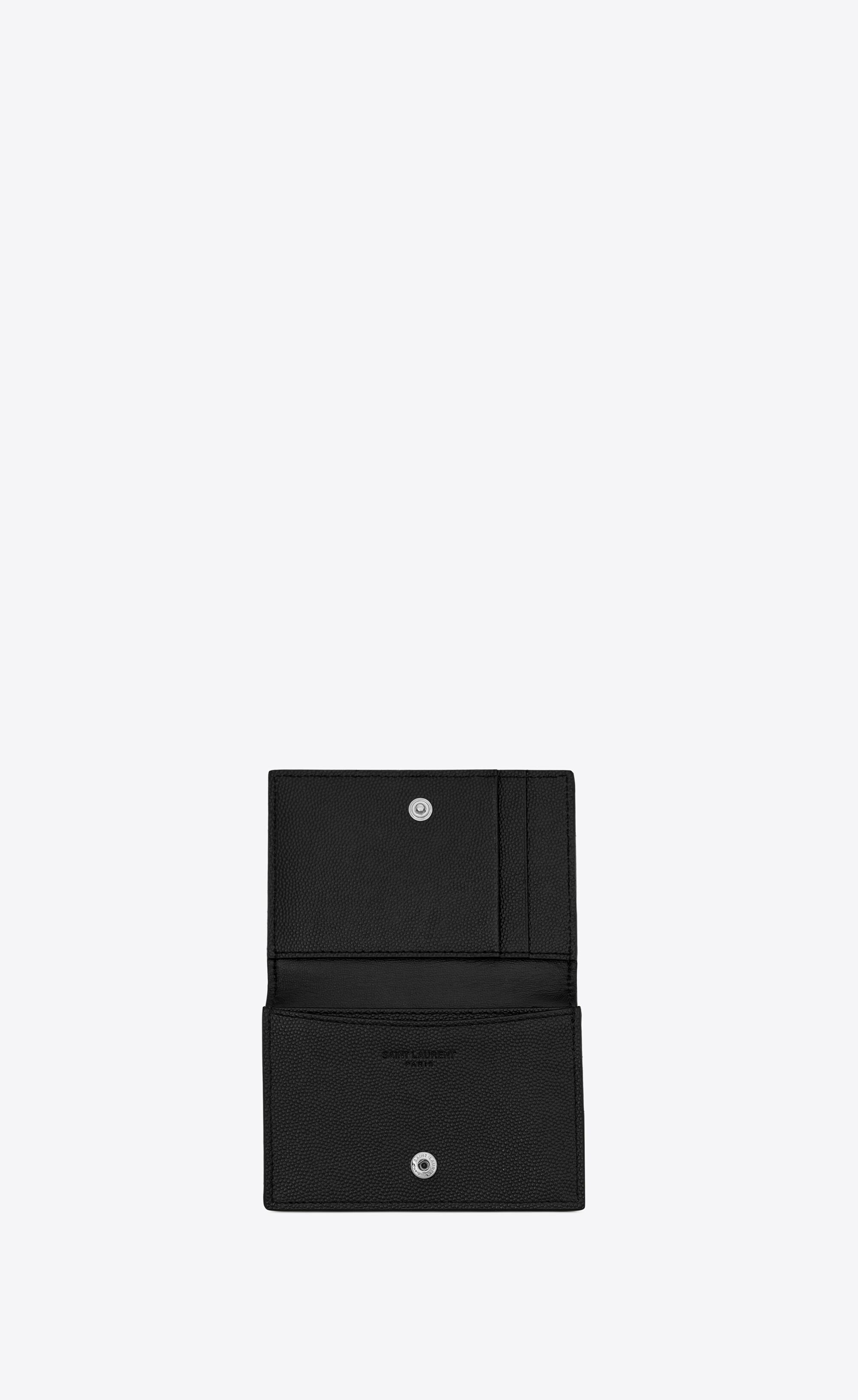 Saint Laurent Card Case With Key Holder In Grain De Poudre Embossed Leather  in Black for Men