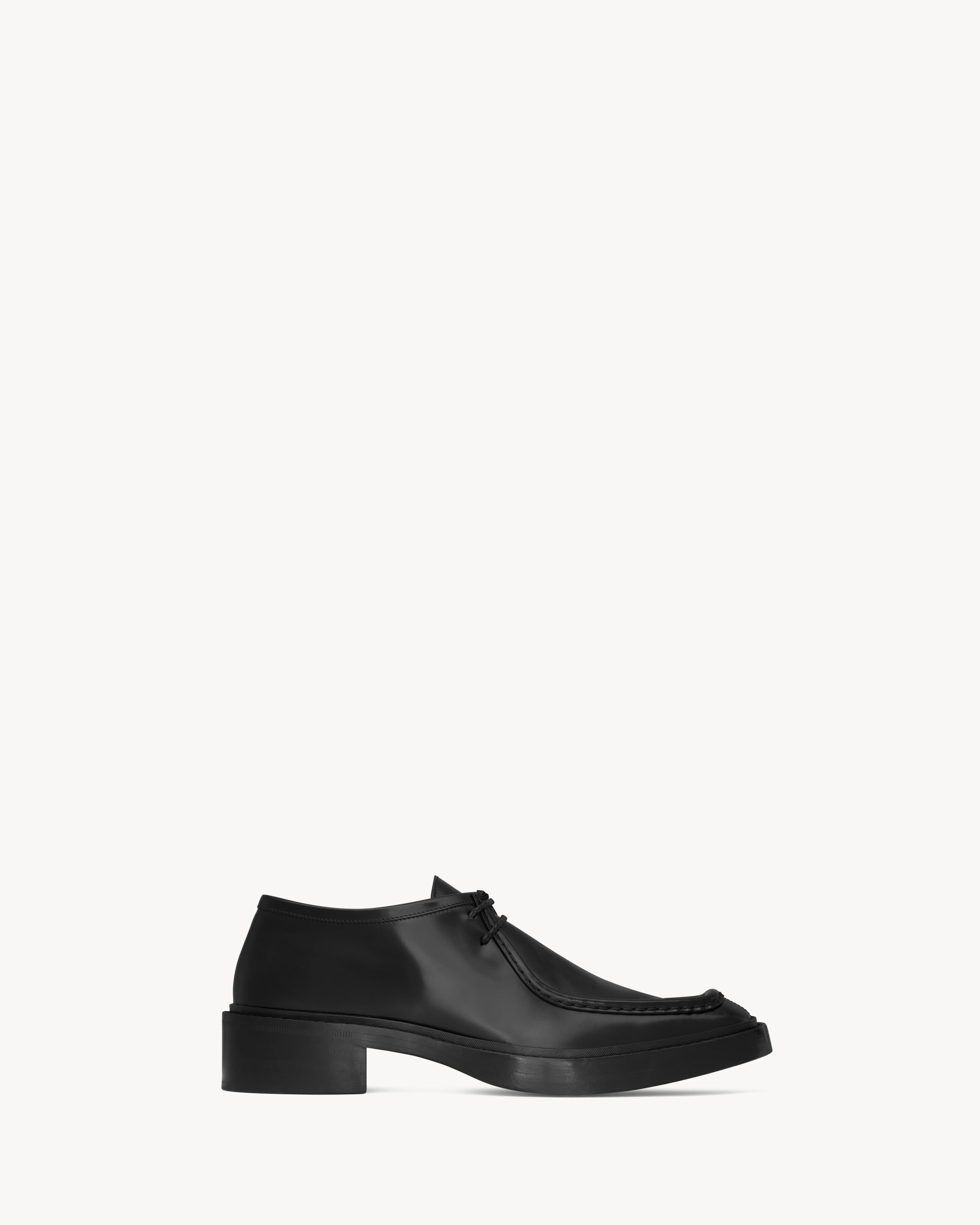 ドレスシューズ・革靴・ビジネスシューズ Saint Laurent Black Leather And Calf Hair Lace-Up Shoes SAINT LAURENT | Black Men's Laced Shoes | YOOX
