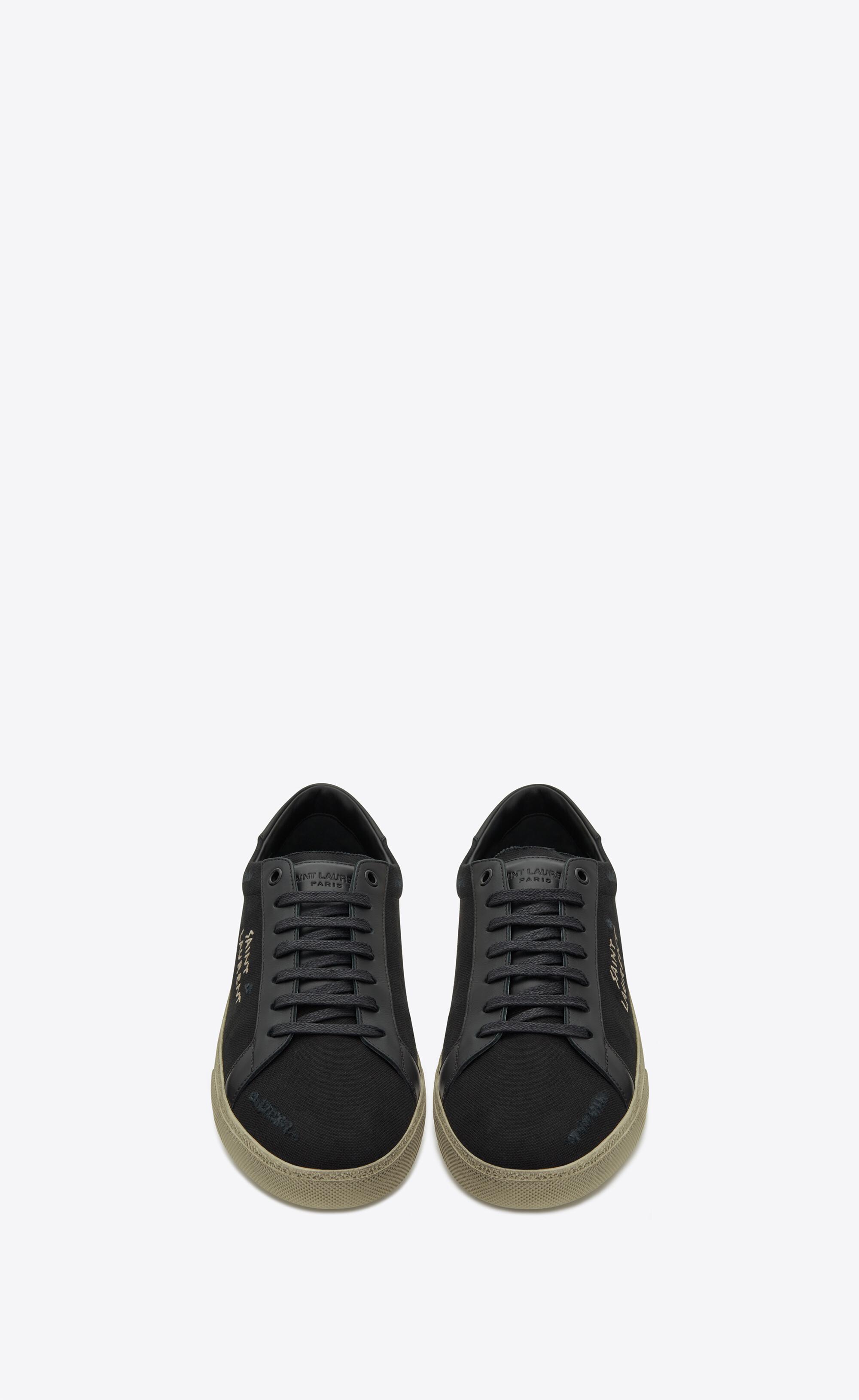 Saint Laurent Court Classic Sl/06 Embroidered Sneakers In Canvas And Smooth  Leather in Black for Men - Lyst