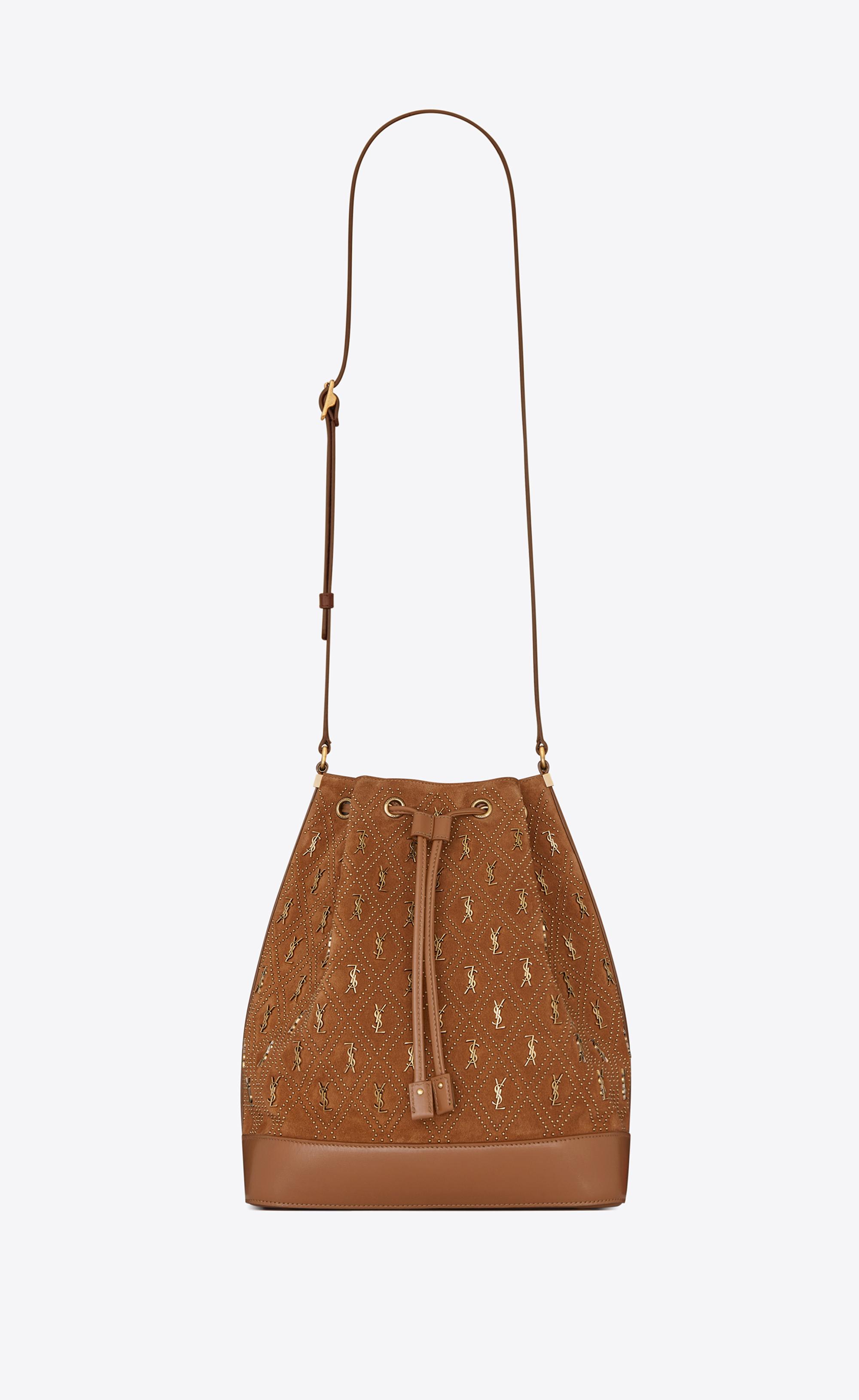 Le Monogramme Bucket Bag In Velvet And Suede Warm Tan And