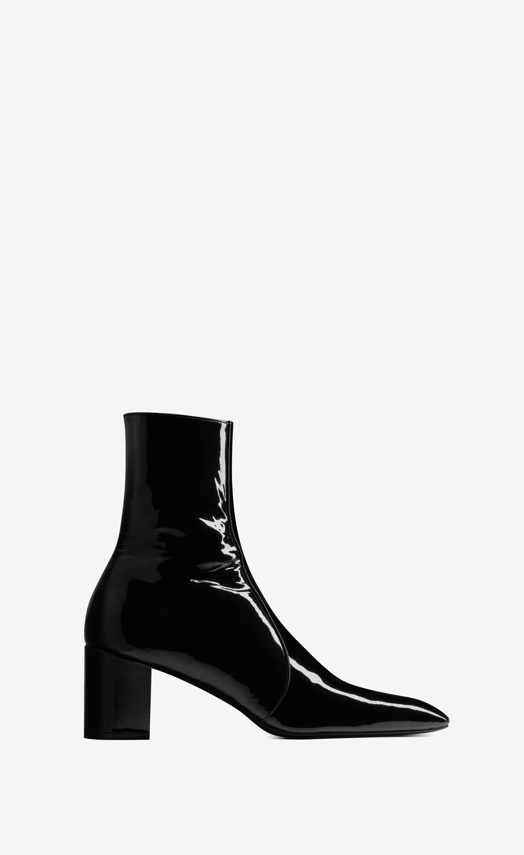 Saint Laurent Xiv Zipped Boots In Patent Leather in Black for Men Lyst