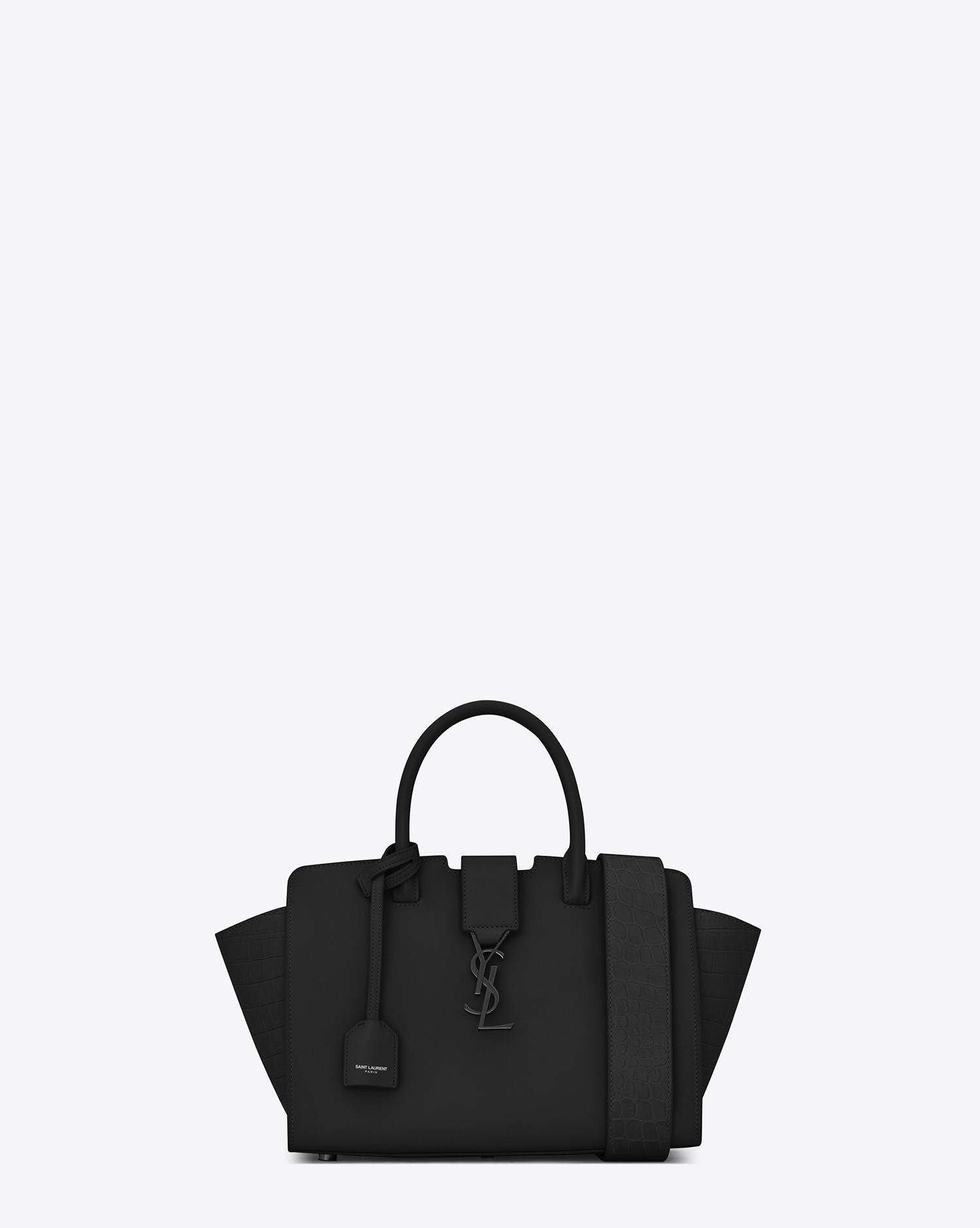 Yves Saint Laurent Black Smooth Leather Monogram Tote Bag