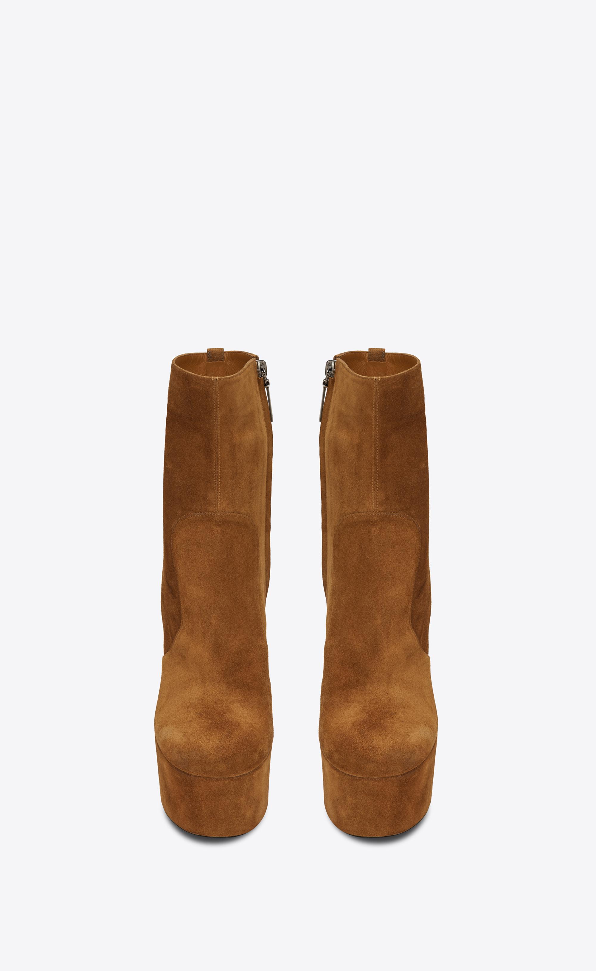 Saint Laurent Billy Platform Booties in Brown Lyst