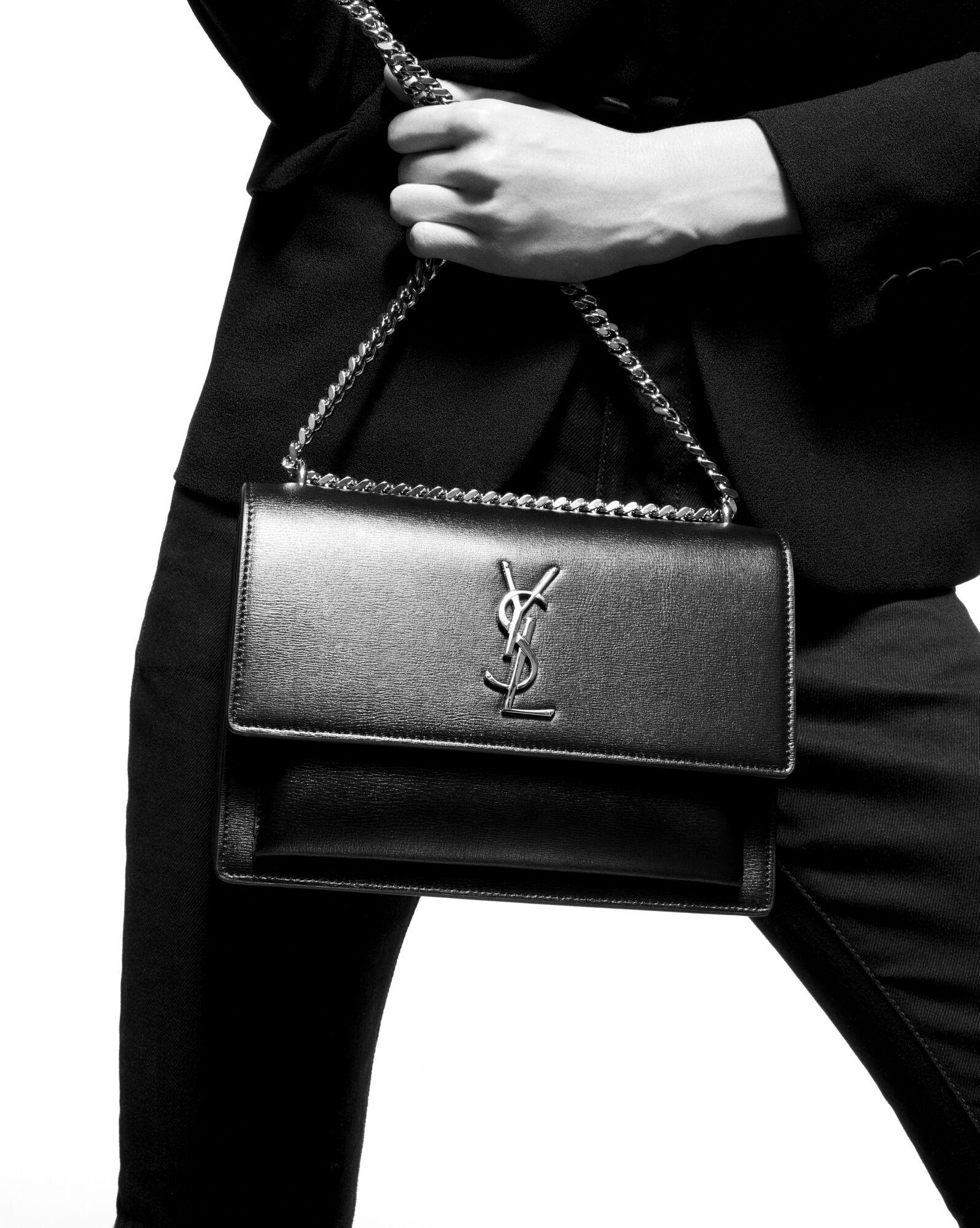 Saint Laurent Sunset Medium Monogram Ysl Crossbody Bag Noir