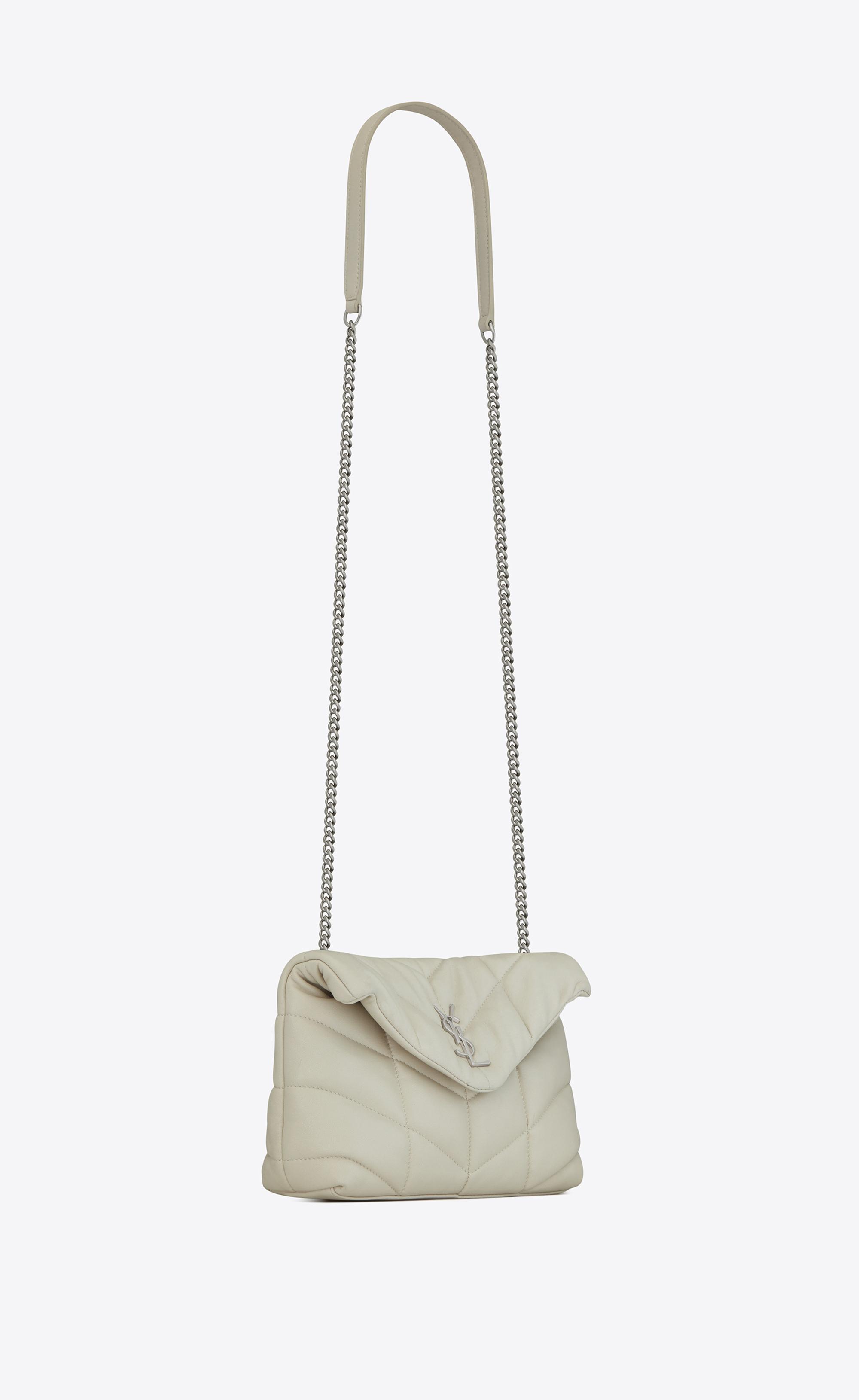 Saint Laurent Loulou Puffer Mini Bag In Quilted Lambskin in White