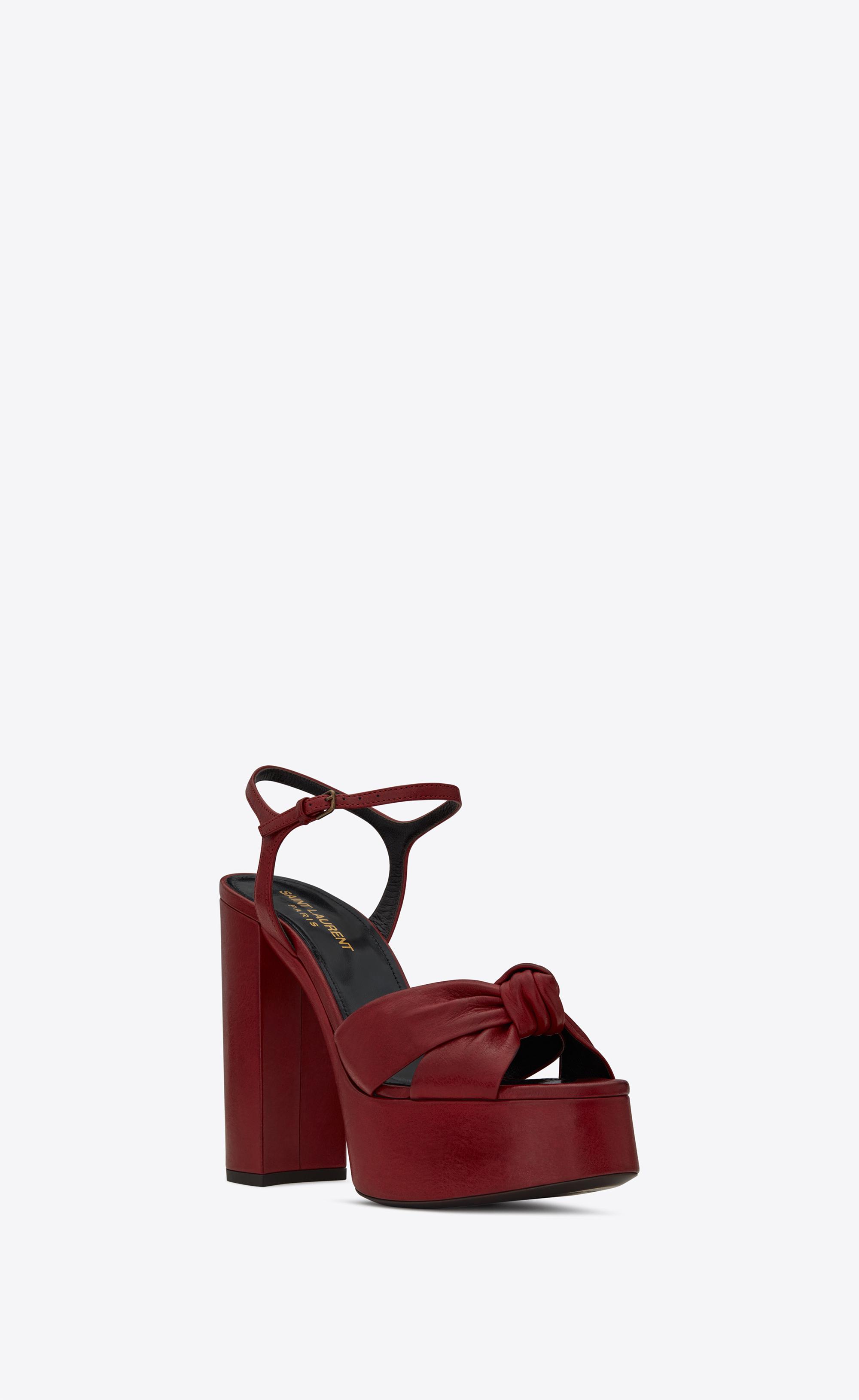 Saint Laurent Bianca Sandals In Smooth Leather in Dark Red (Red) - Lyst