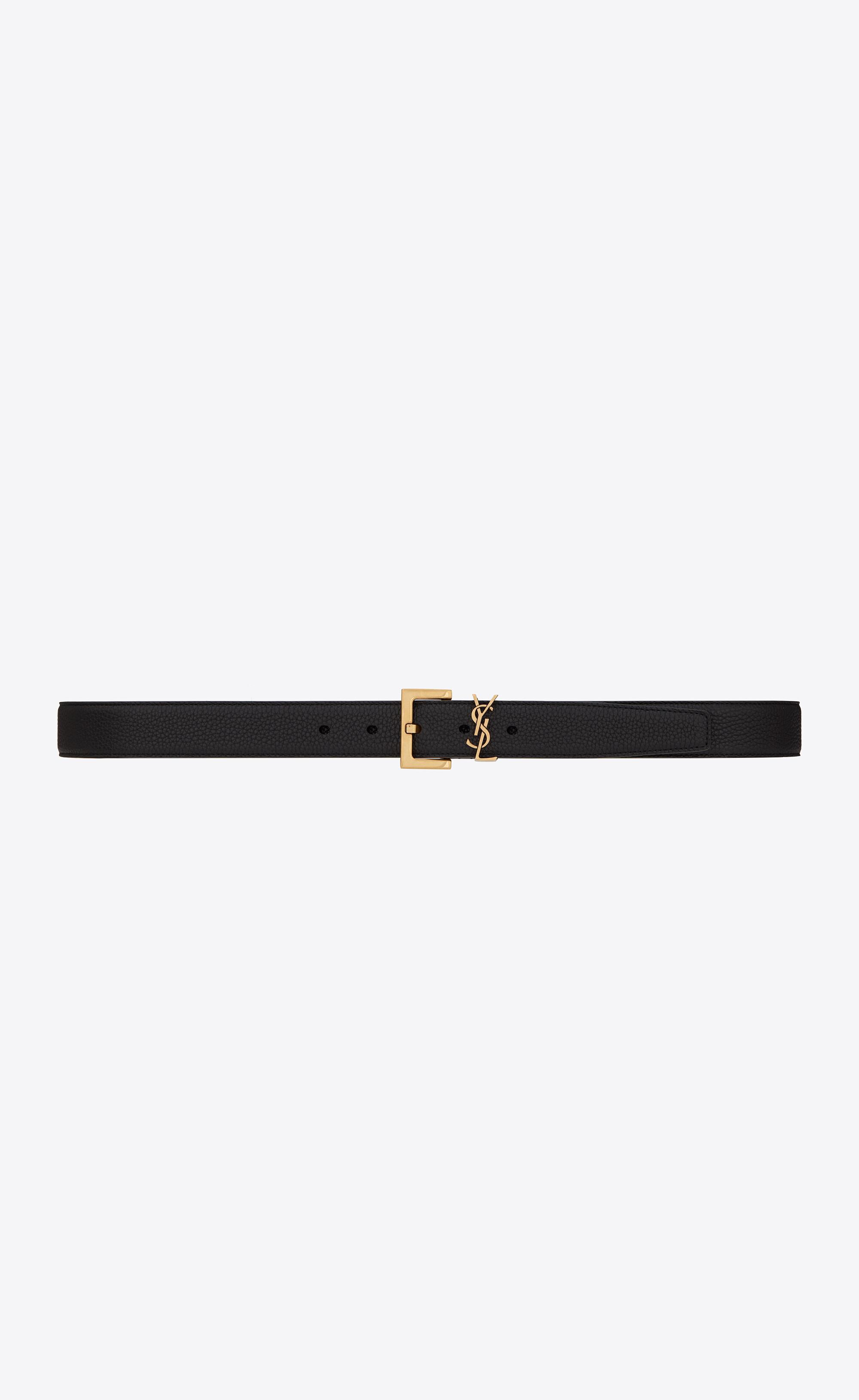 Saint Laurent Cassandre Belt With Square Buckle In Grained Leather in ...