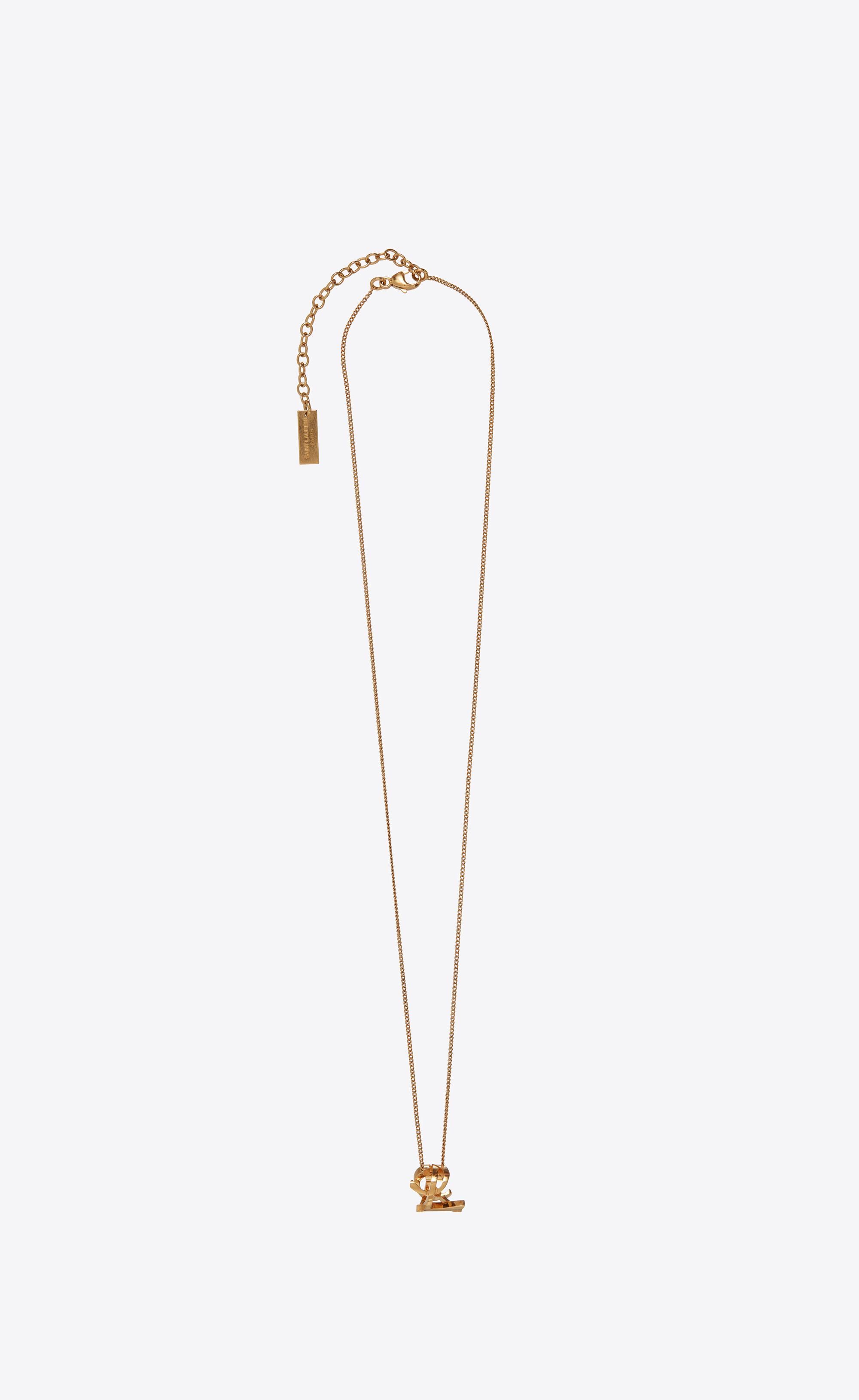 Saint Laurent Ysl Plaque Necklace in Gold (Metallic) - Save 37% | Lyst