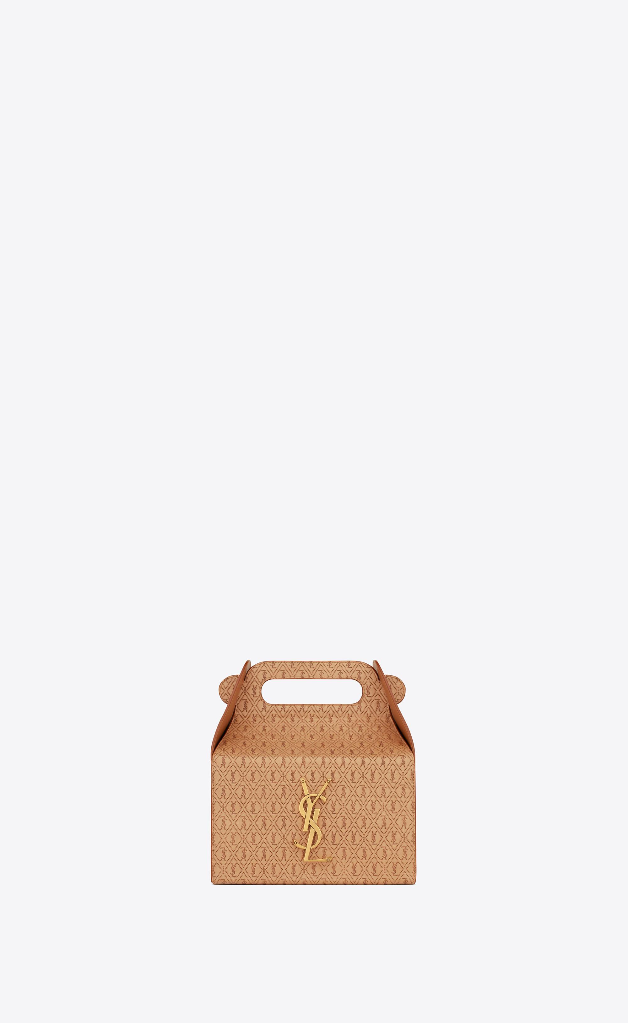 Saint Laurent Take away Box In Vegetable tanned Leather In White For Saint laurent take away box in vegetable tanned leather in white for