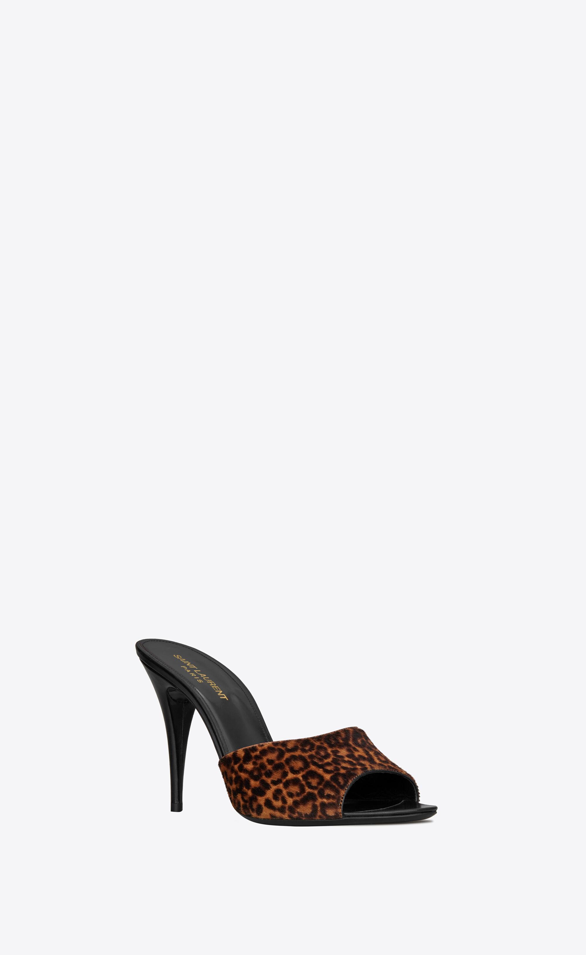 printed high heel slingback mules
