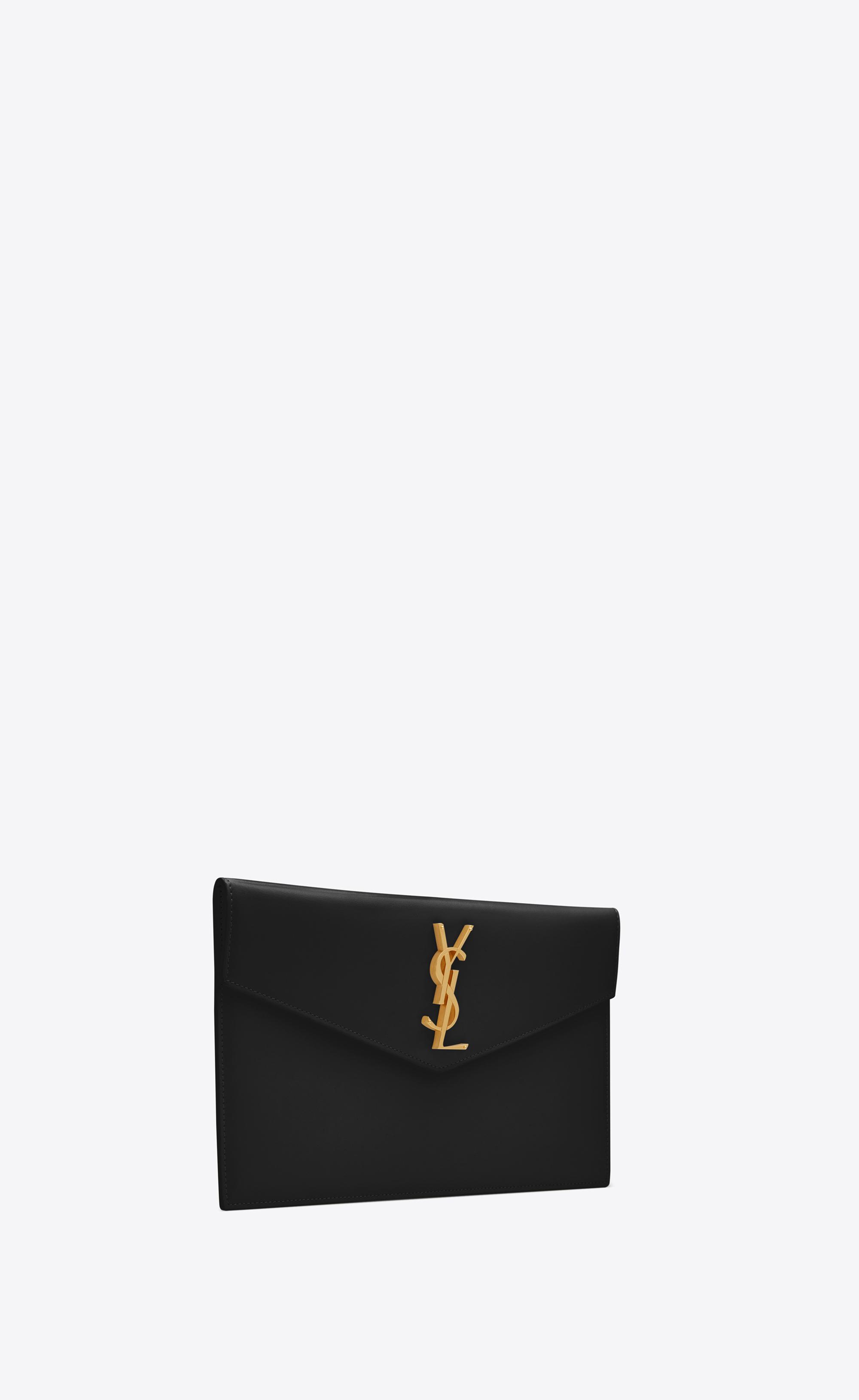Saint Laurent Uptown Pouch In Shiny Smooth Leather in Black - Lyst