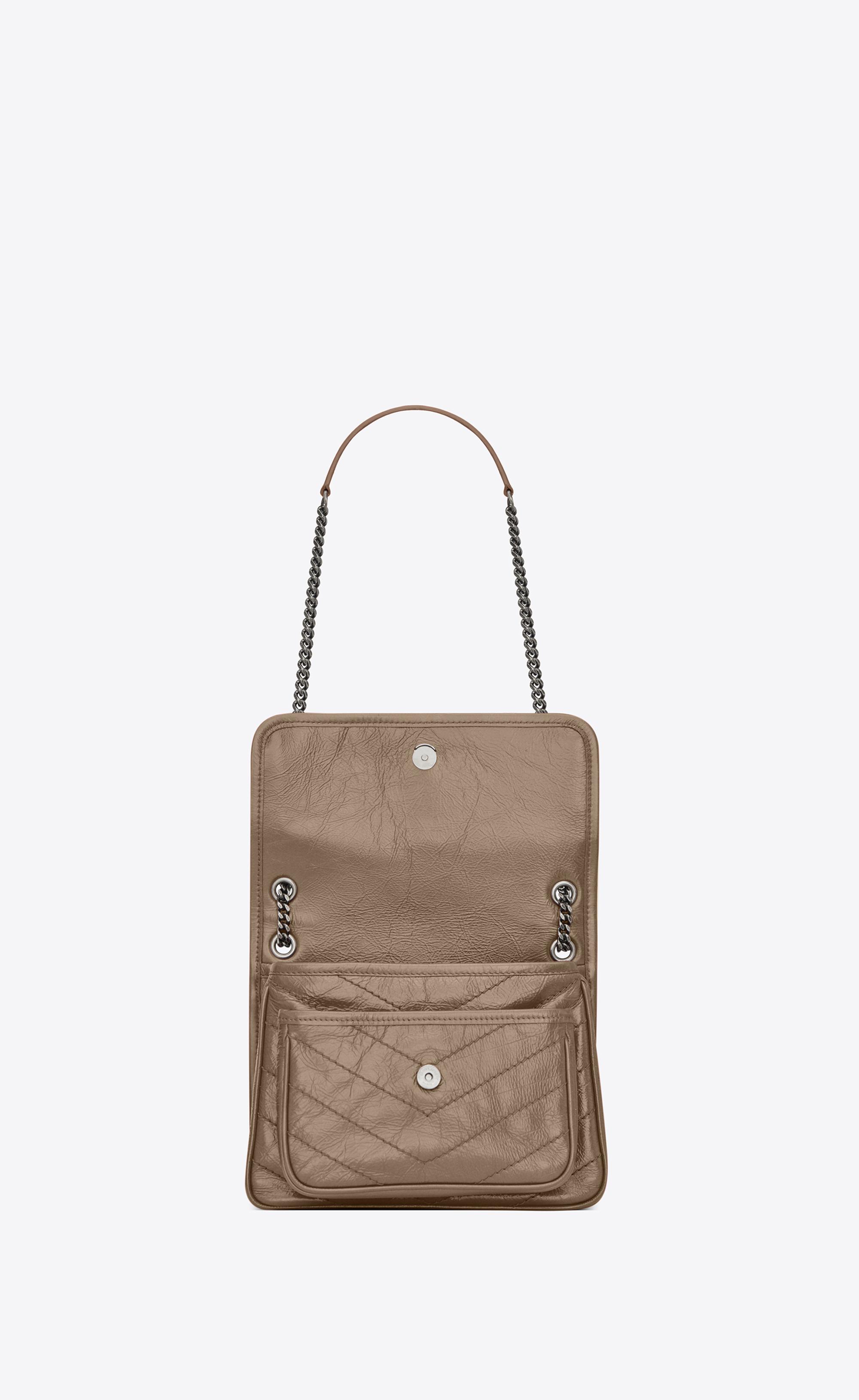 Saint Laurent Niki Baby Shiny Crinkled Leather Shoulder Bag — Blaise Ruby  Loves