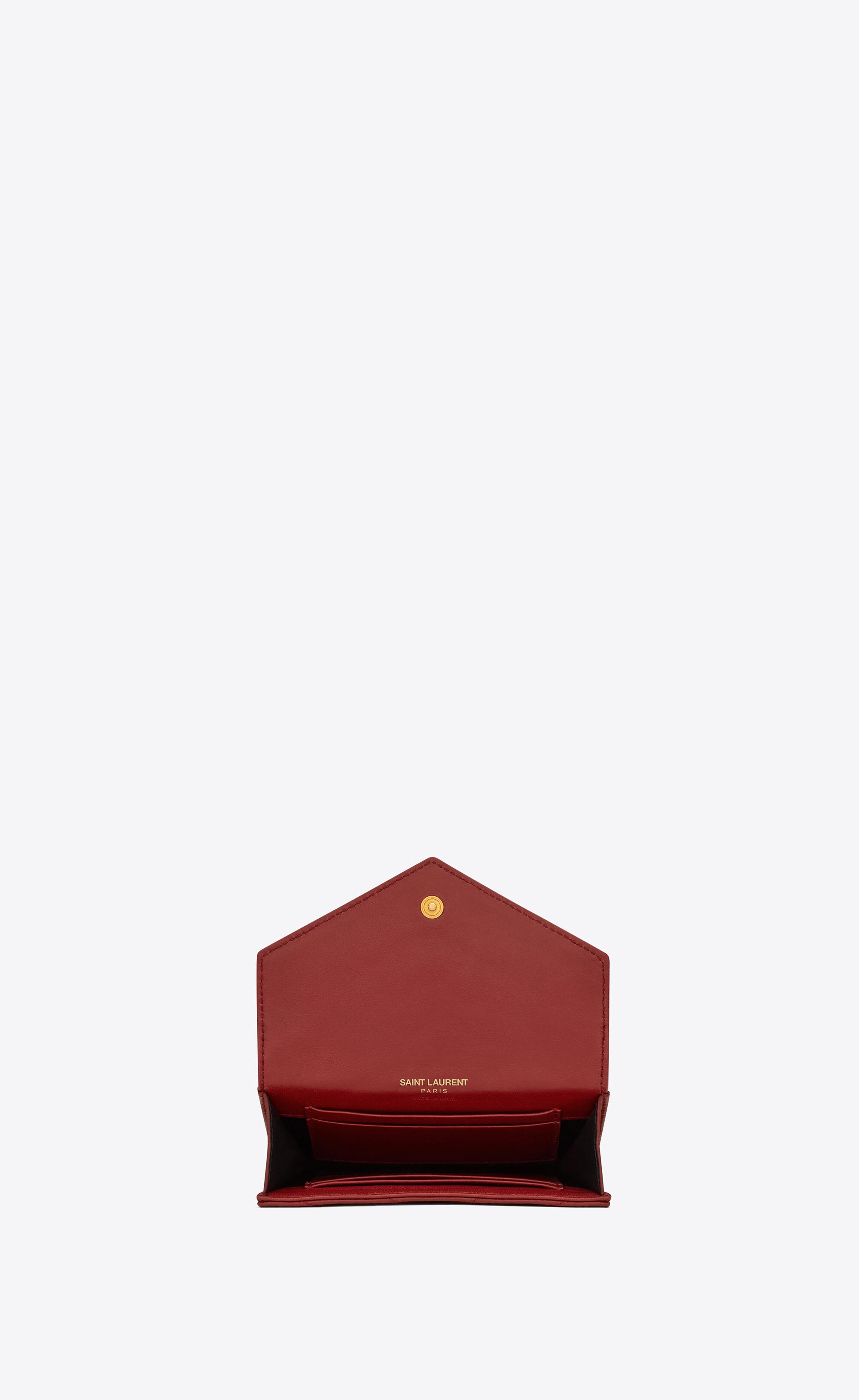 Saint Laurent Cassandre Matelassé Petit Portefeuille Enveloppe En Agneau  Nappa in Red | Lyst