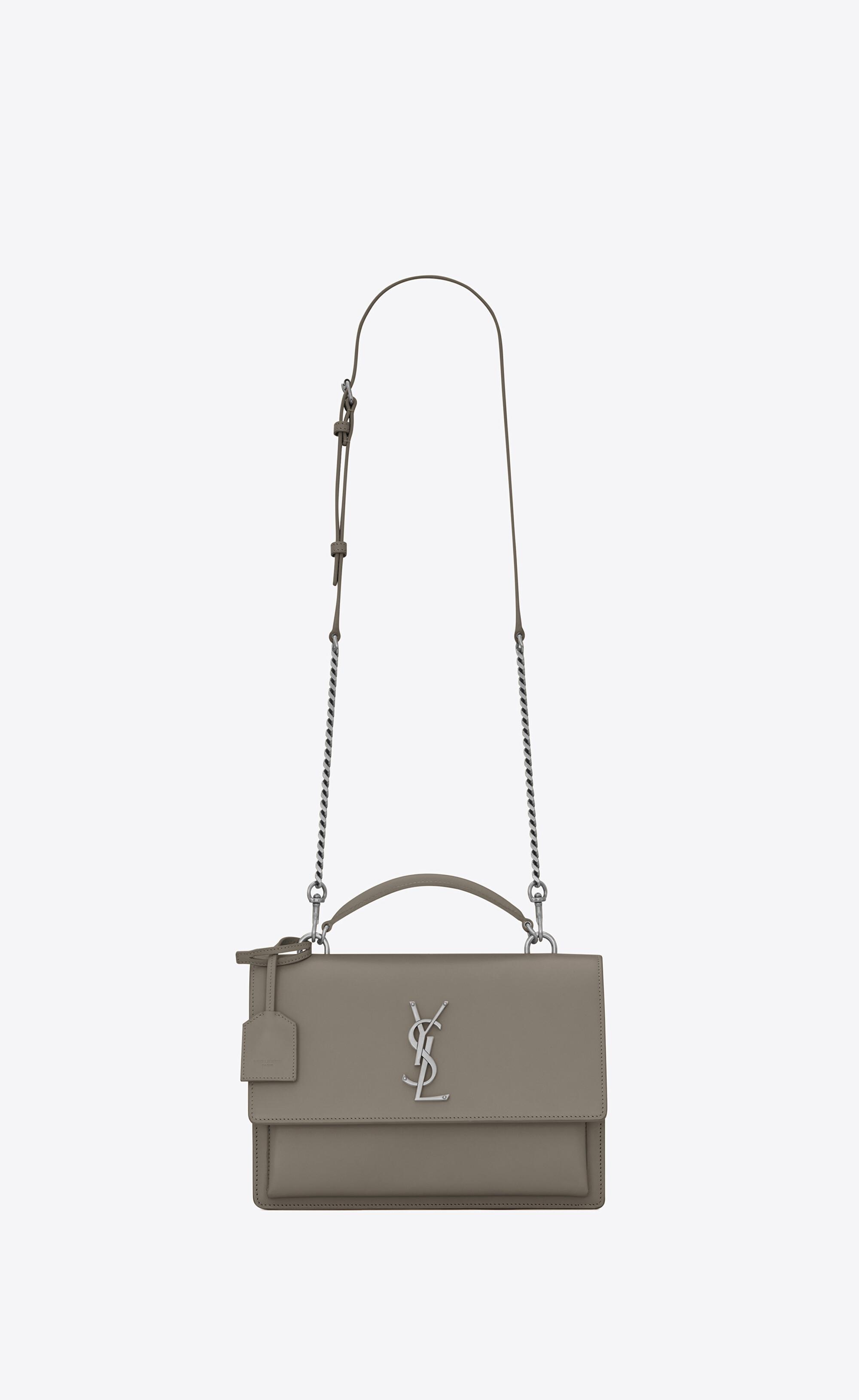 Saint Laurent Sunset Medium Top Handle In Smooth Leather in Gray | Lyst