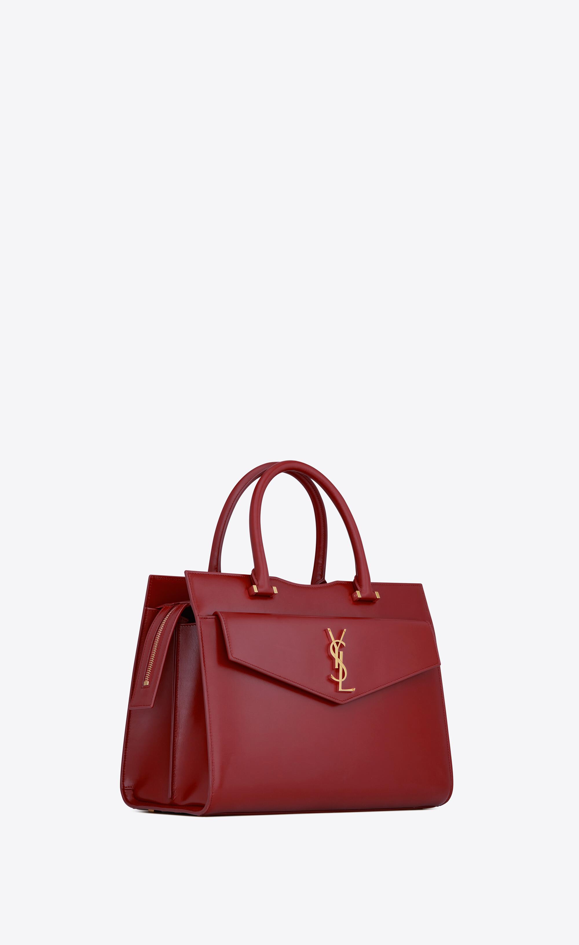 Saint Laurent Uptown Croc-effect Leather Clutch in Red