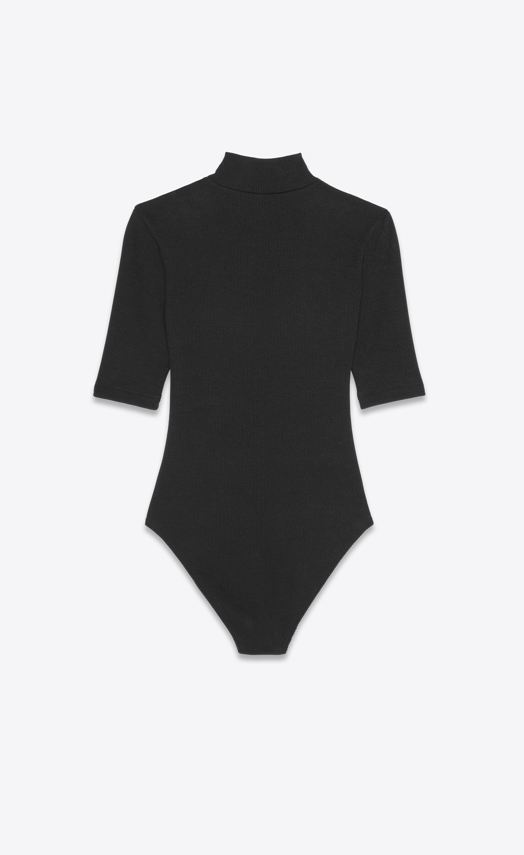 women saint laurent bodysuit in ribbed stretch viscose