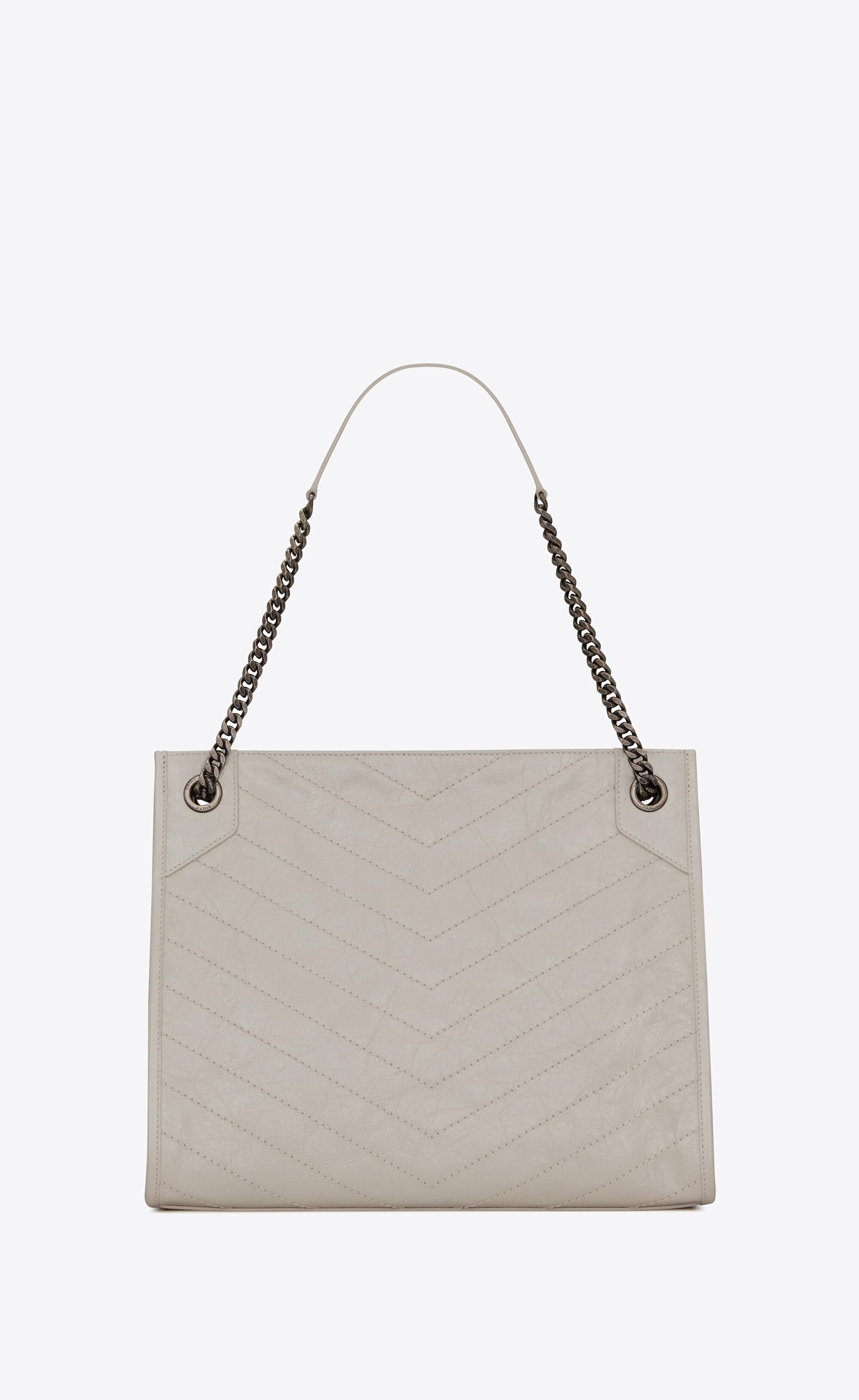 Yves Saint Laurent Grey Quilted Crinkle Leather Medium Niki Bag