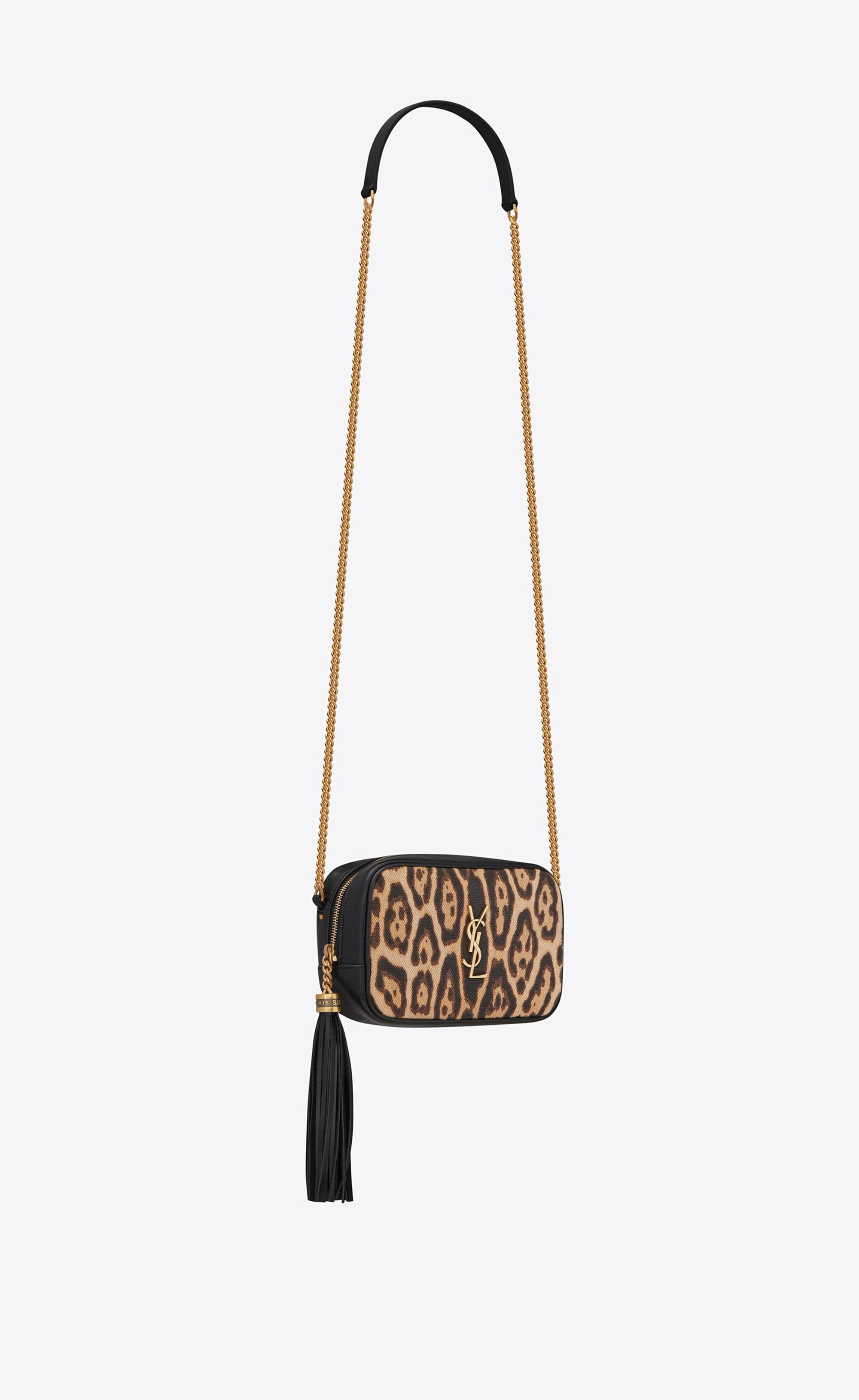Saint Laurent Lou Mini Bag In Leopard-print Canvas And Smooth Leather in  Natural