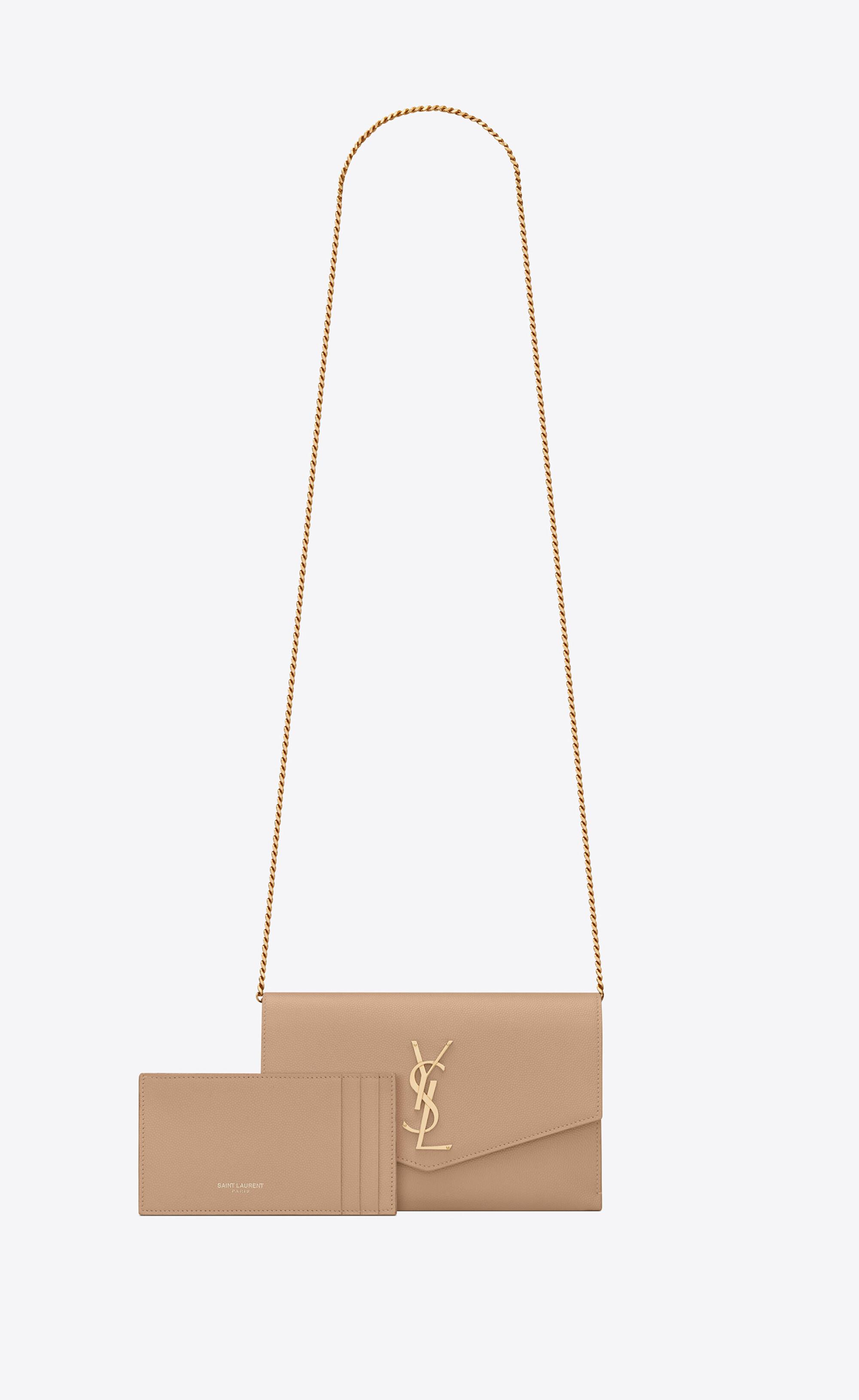 uptown chain wallet in grain de poudre